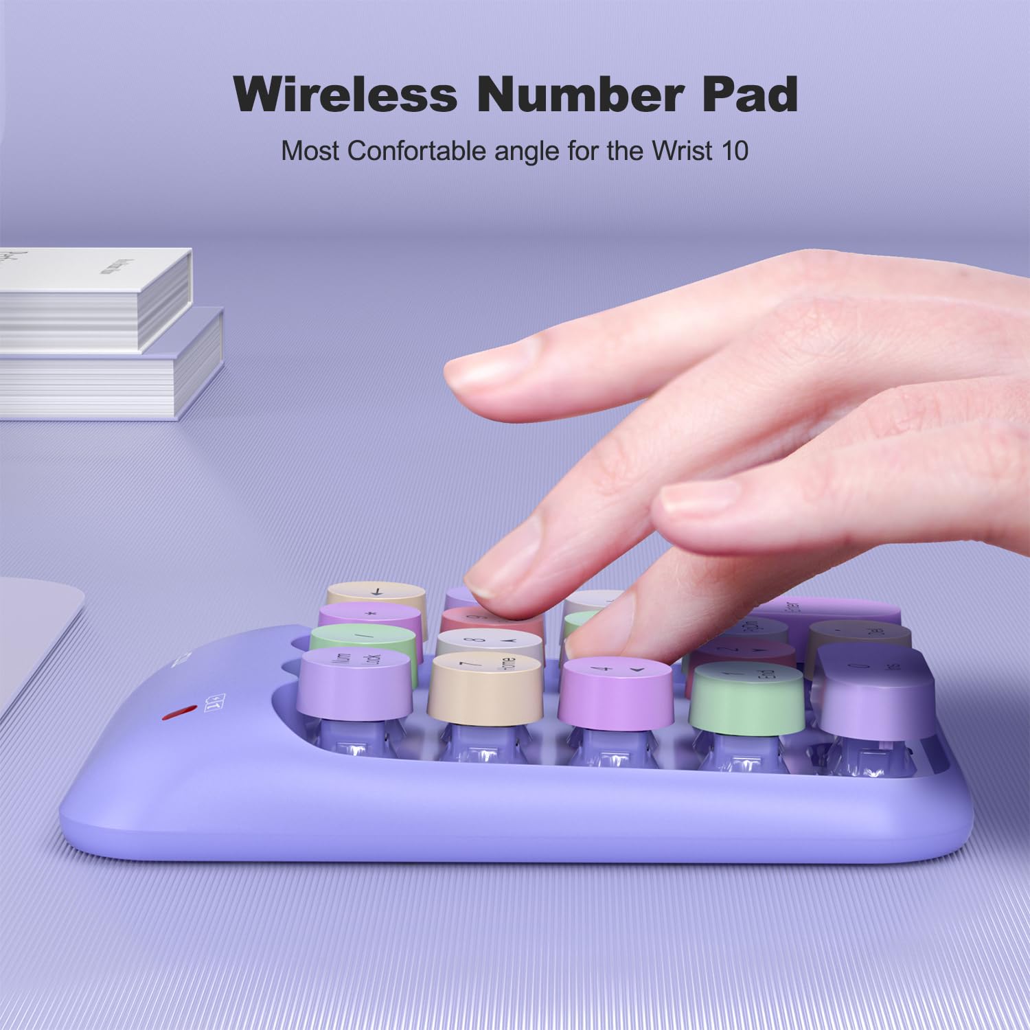 Mowux Wireless Number Pads, Cute Colorful Numeric Keypad Numpad Portable 2.4 Ghz Financial Accounting Number Keyboard Extensions