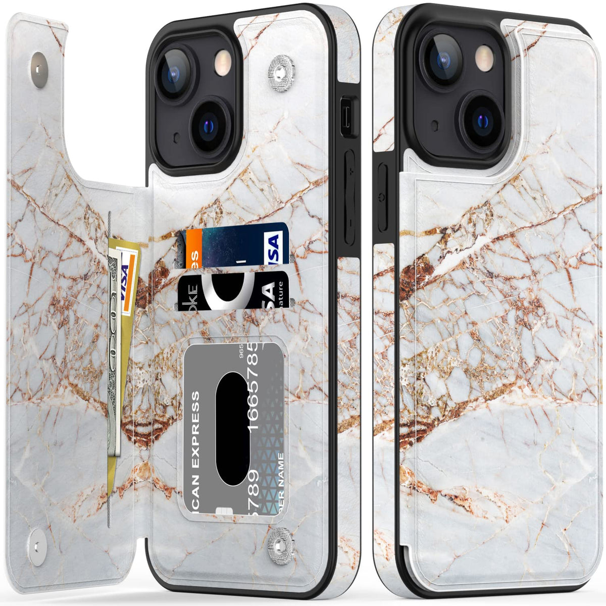 Bemal Iphone 13 Case,Elegant Flip Folio Leather Wallet Case Cover With Unique Fashion Designs For Women Girls,Card Slots Kicksta