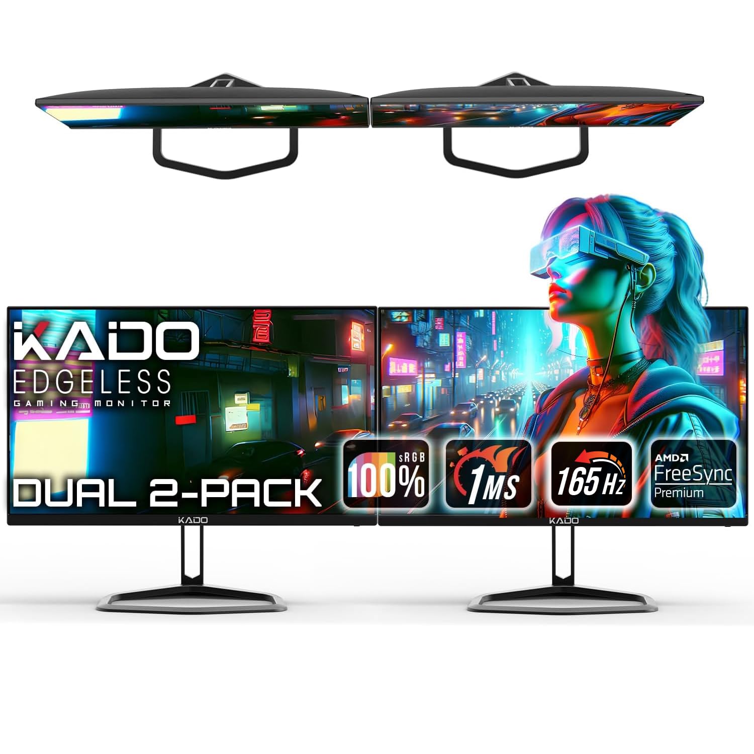 Kado 2-Pack 24.5 165Hz 1ms 1920x1080 Flat Screen FHD Computer Monitor
