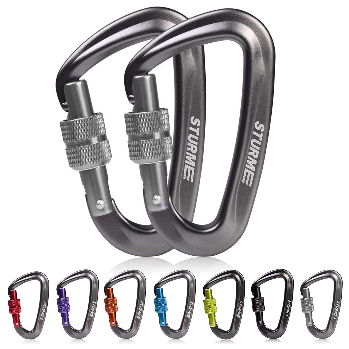 Sturme Carabiner Clip 12Kn Aluminium Wiregate Lightweight Heavy Duty Large Strong Durable D Ring Hooks Spring Snap Link Keychain