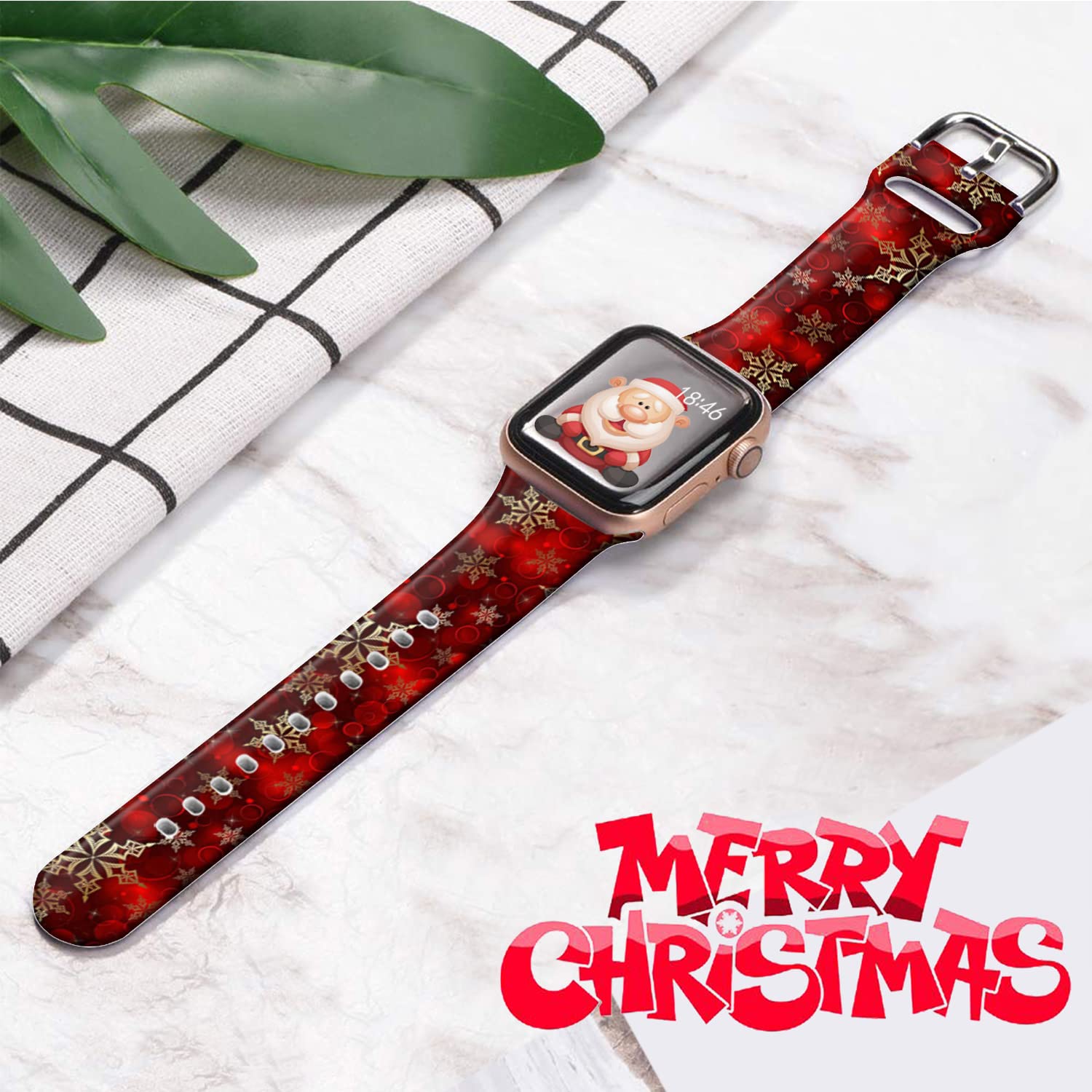Ftfcase Red Snowflake Christmas Watch Bands Compatible With Apple Watch 41Mm 40Mm 38Mm, Flower Printed Soft Silicone Sport Strap