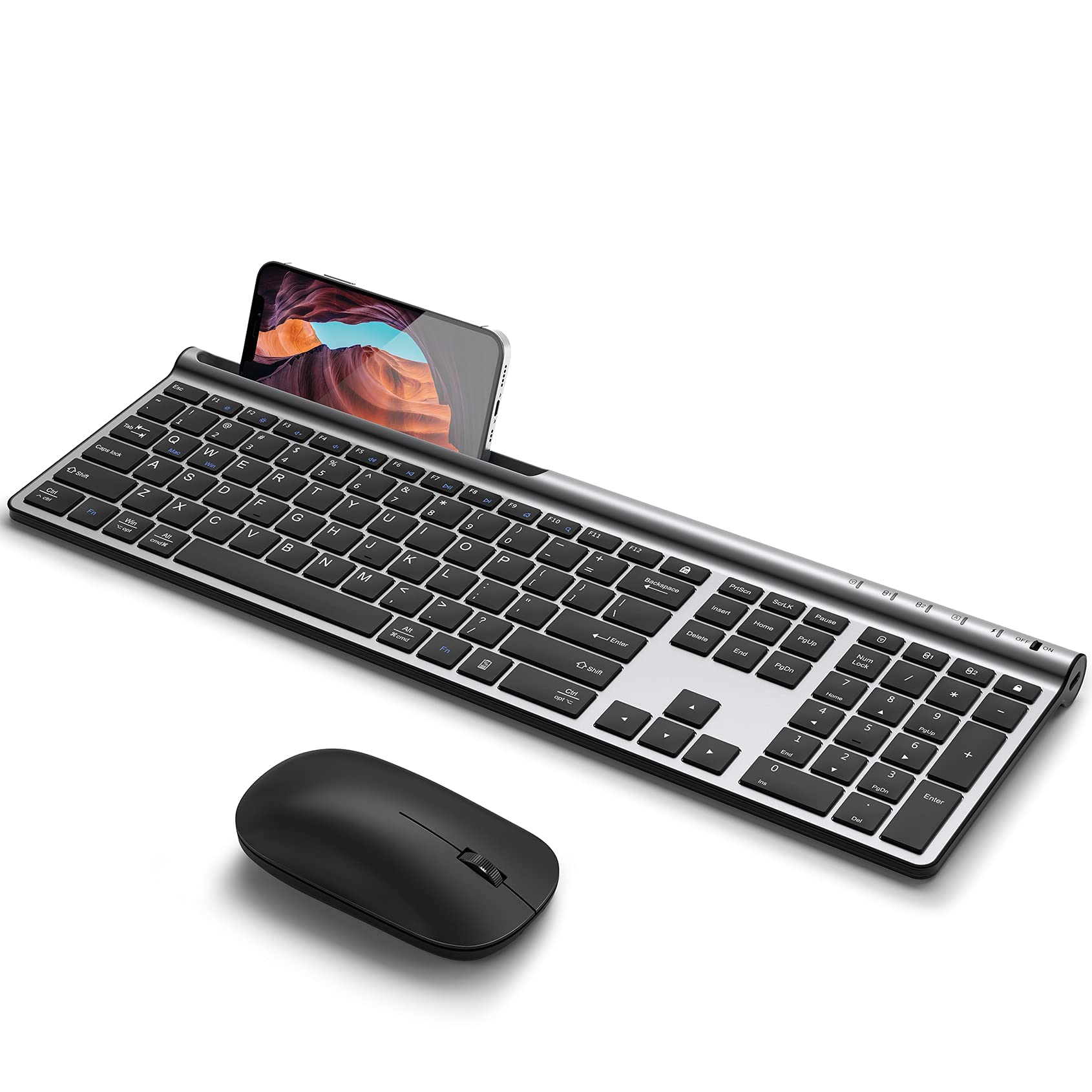 Wireless Keyboard And Mouse Combo, Chesona Bluetooth Rechargeable Full Size Mulit Device (Bluetooth 5.0+3.0+2.4G) Wireless Keybo