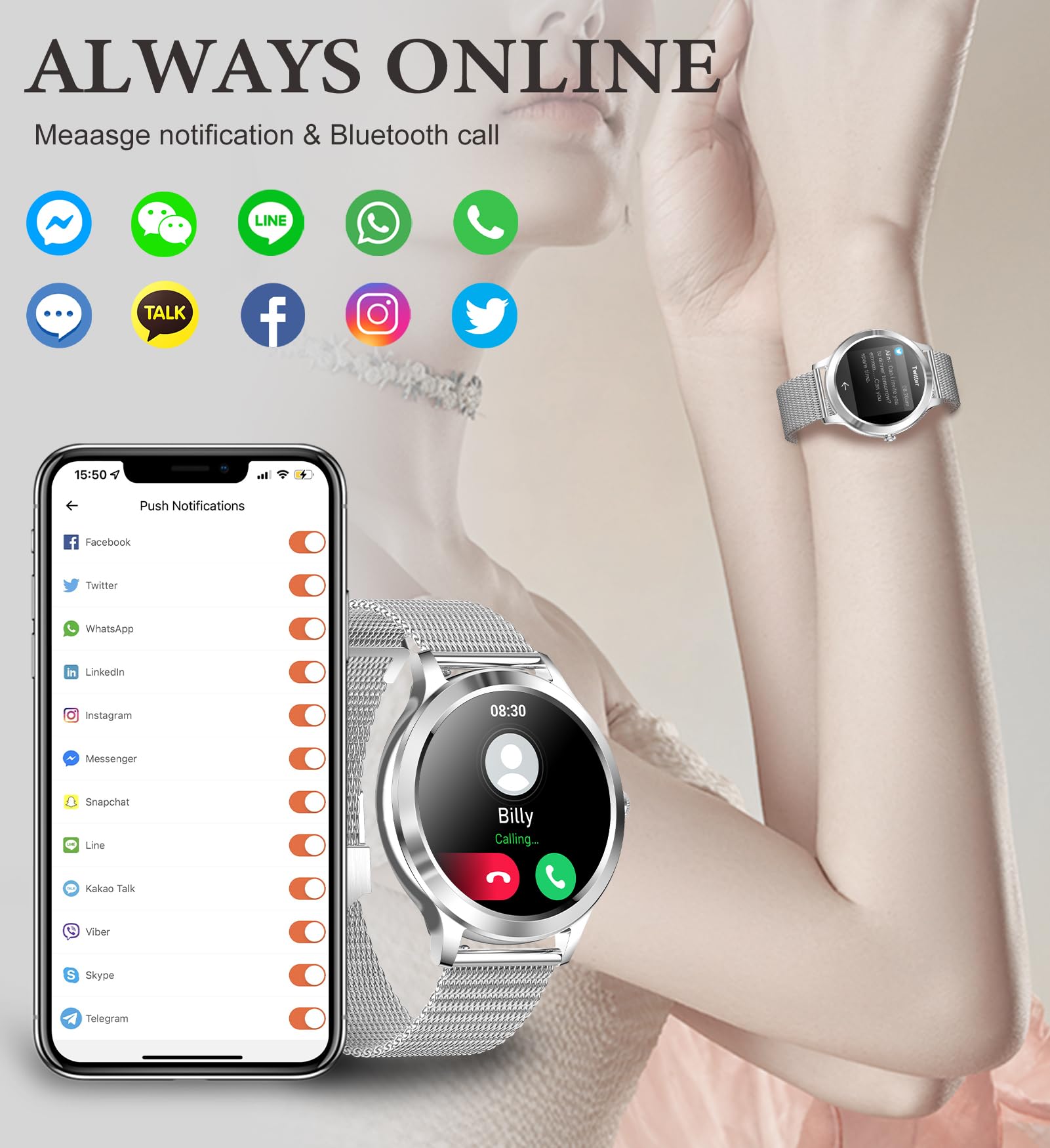 Iaret Smart Watch For Women (Call Receive Dial), Smart Watches For Android Ios Phones 1.32 '' Smartwatch With Ai Voice Control H