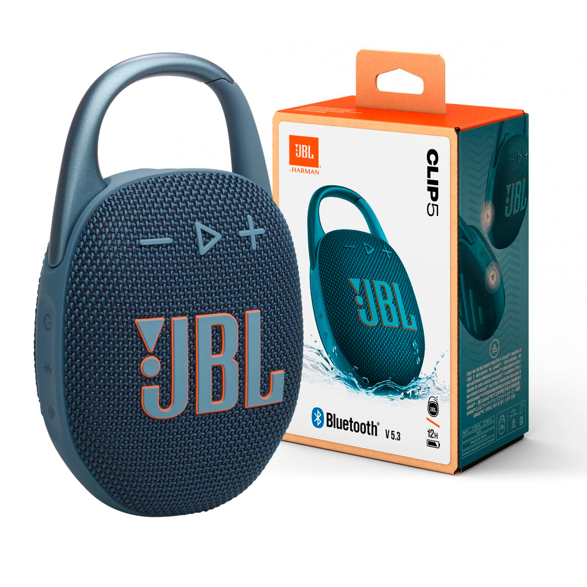 JBL Clip 5 - Ultra-Portable, Waterproof & Dustproof Bluetooth Speaker, Big Pro Sound with Punchy bass, Integrated Carabiner, Up to 12 Hours of Play, Made in Part with Recycled Materials (Blue)
