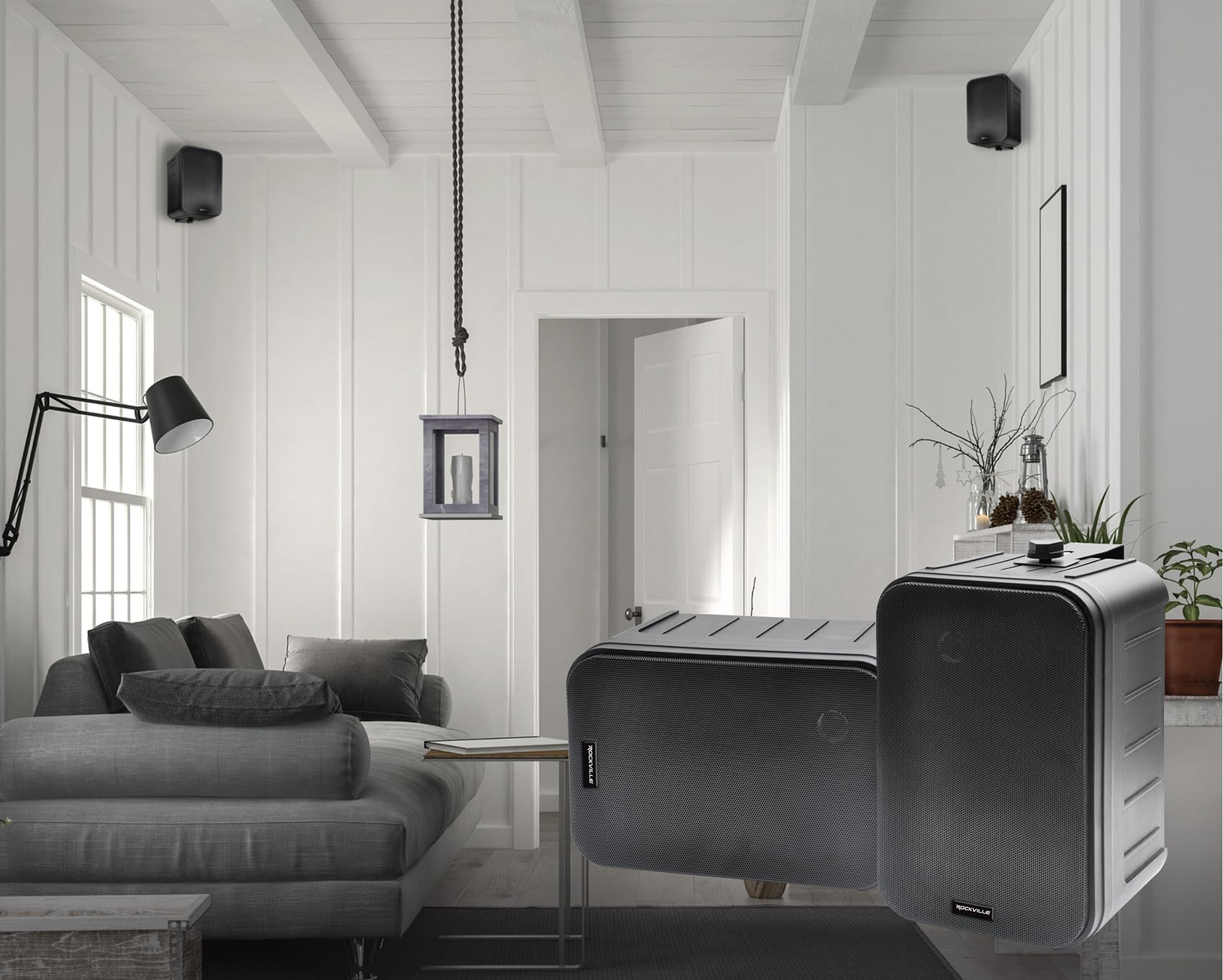 Rockville Hp65S-8 Black 6.5 500W Indoor/Outdoor Waterproof Speakers 8-Ohm With Swivel Mounts And Rustproof Metal Grilles - For H