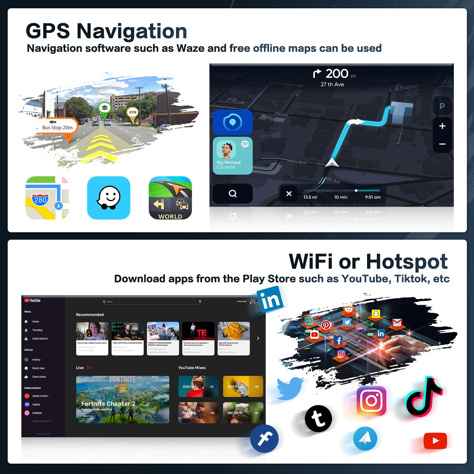 Inefala 8 Core 4+64G Android Car Stereo Screen For Kia Soul 2014 2017(Manual A/C) Radio Upgrade, 9'' Touch Screen With Wireless