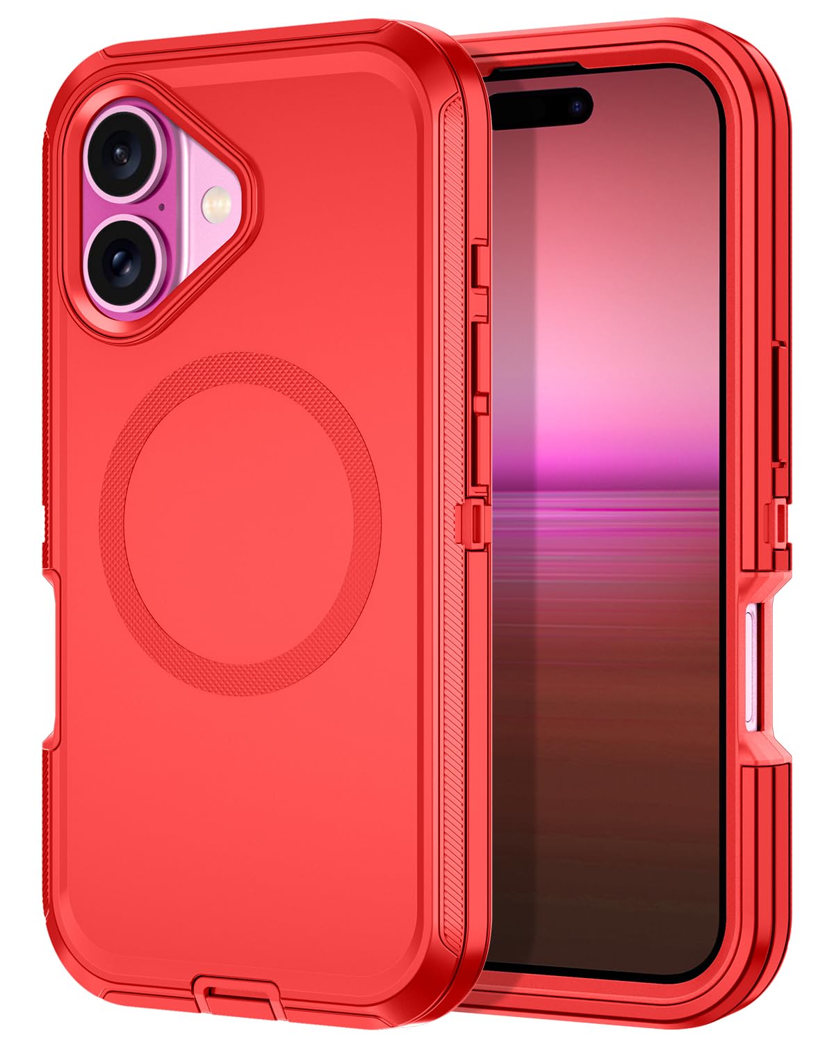 I-HONVA for iPhone 16 Plus Case [Compatible with MagSafe] Shockproof 3-Layer Full Body Protection [Without Screen Protector] Rug