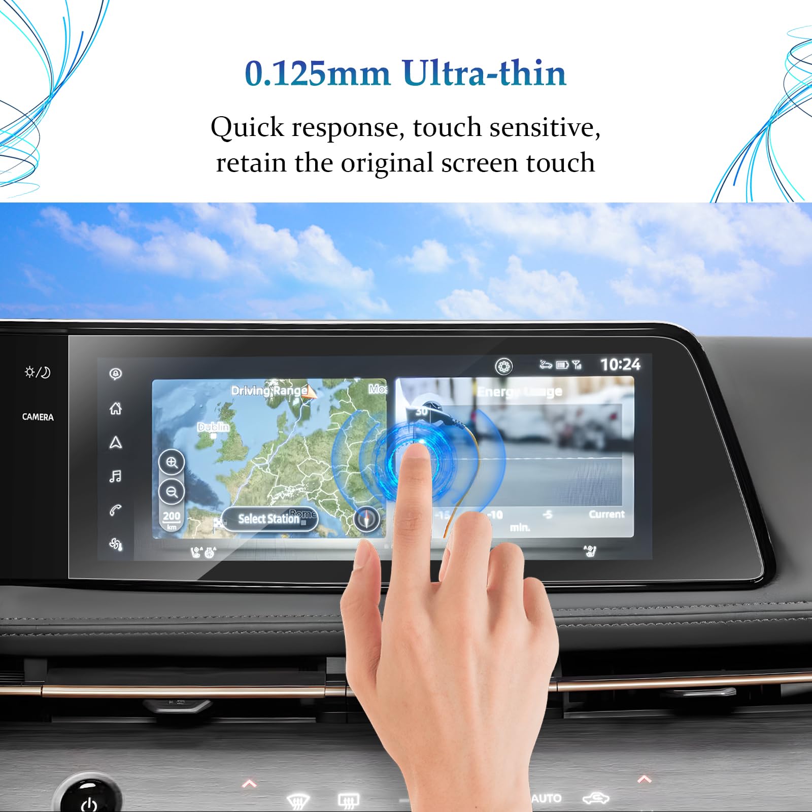 Sktu 2Pcs For 2023 2024 2025 Nissan Ariya Accessories Screen Protector 12.3 Inch For 2023 2024 2025 Nissan Ariya 12.3 Inch Navigation Display 2023 2024 2025 Ariya [Ultra Clear, Anti Glare & Scratch] Nano Screen Protective Film