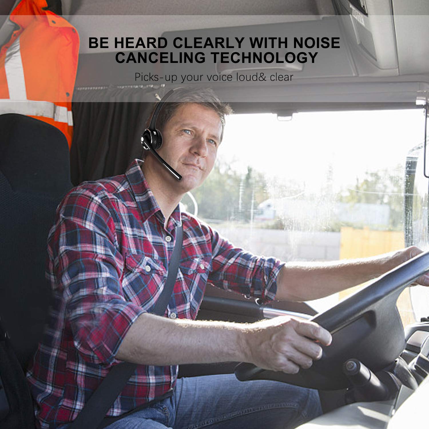 Trucker Bluetooth Headset Wireless Headset With Microphone Over The Head Headset With Noise Cancelling Sound On Ear Car Earphone