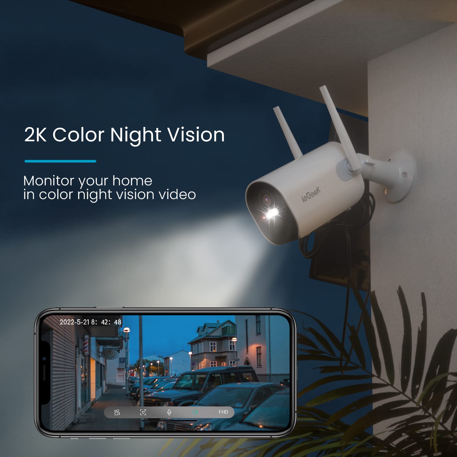 2K Solar Camera Security Outdoor With Spotlight & Siren, Ai Detection Wireless Cameras For Home Security, 3Mp Color Night Vision/2 Way Talk/Compatible With Alexa