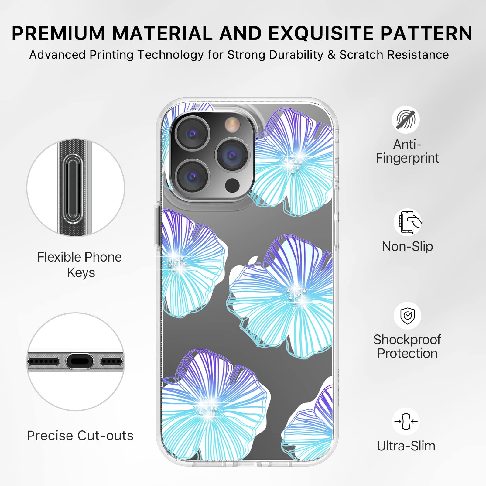 M Mybat Pro Slim Clear Crystal Case For Iphone 14 Pro Max Case 6.7 Inch, Cute Stylish Mood Series Shockproof Non-Yellowing Prote