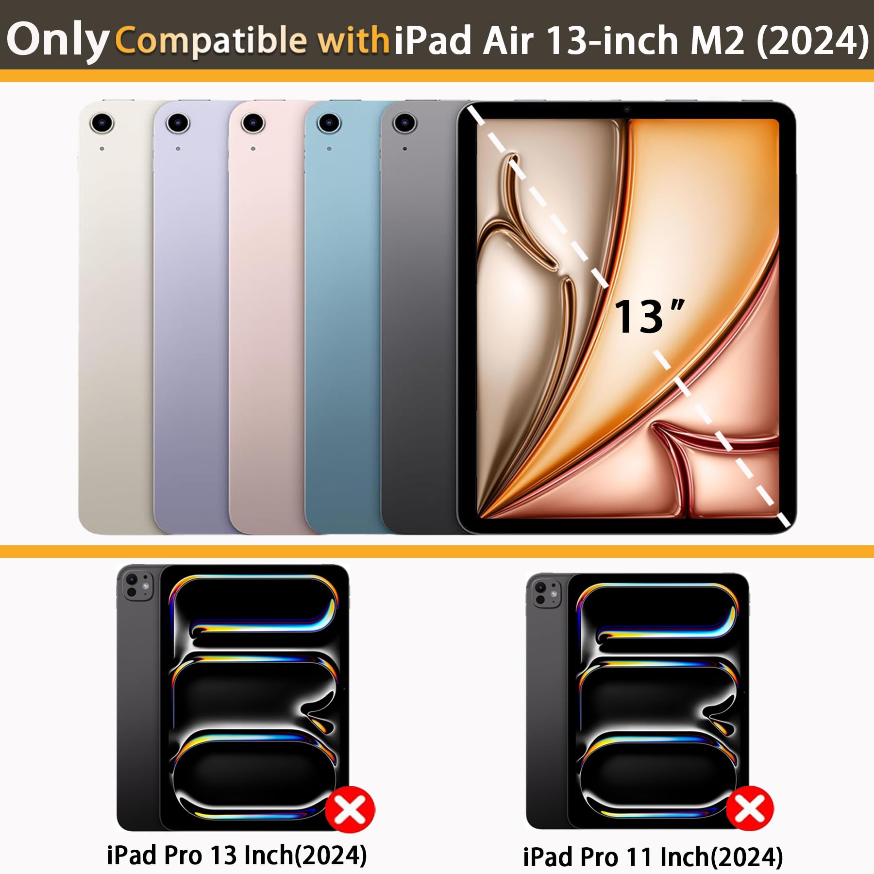 Rantice Ipad Air 13 Inch Case, Hybrid Shockproof Rugged Drop Protective Case With Kickstand & Pencil Holder For Ipad Air 13 Inch