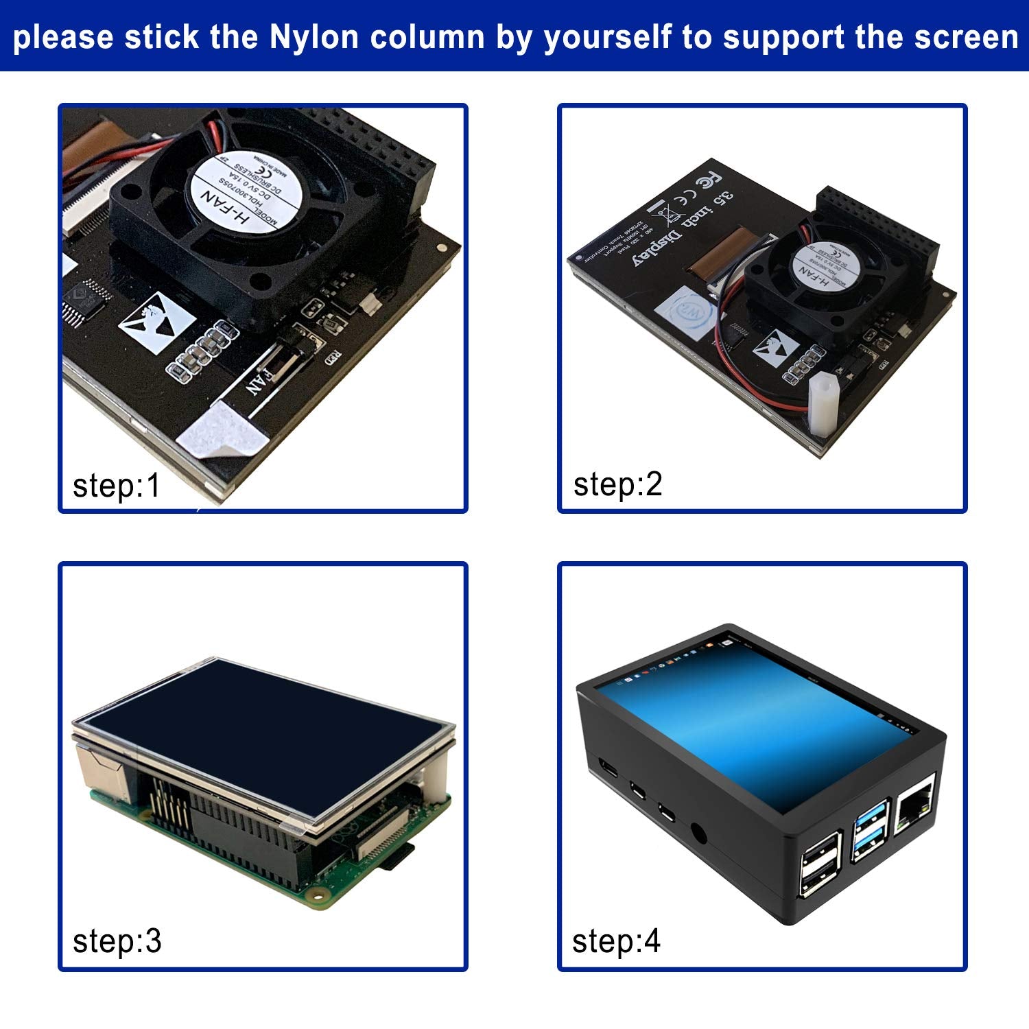 For Raspberry Pi 4 Touch Screen With Case, 3.5 Inch Touchscreen With Fan, 320X480 Monitor Tft Lcd Game Display