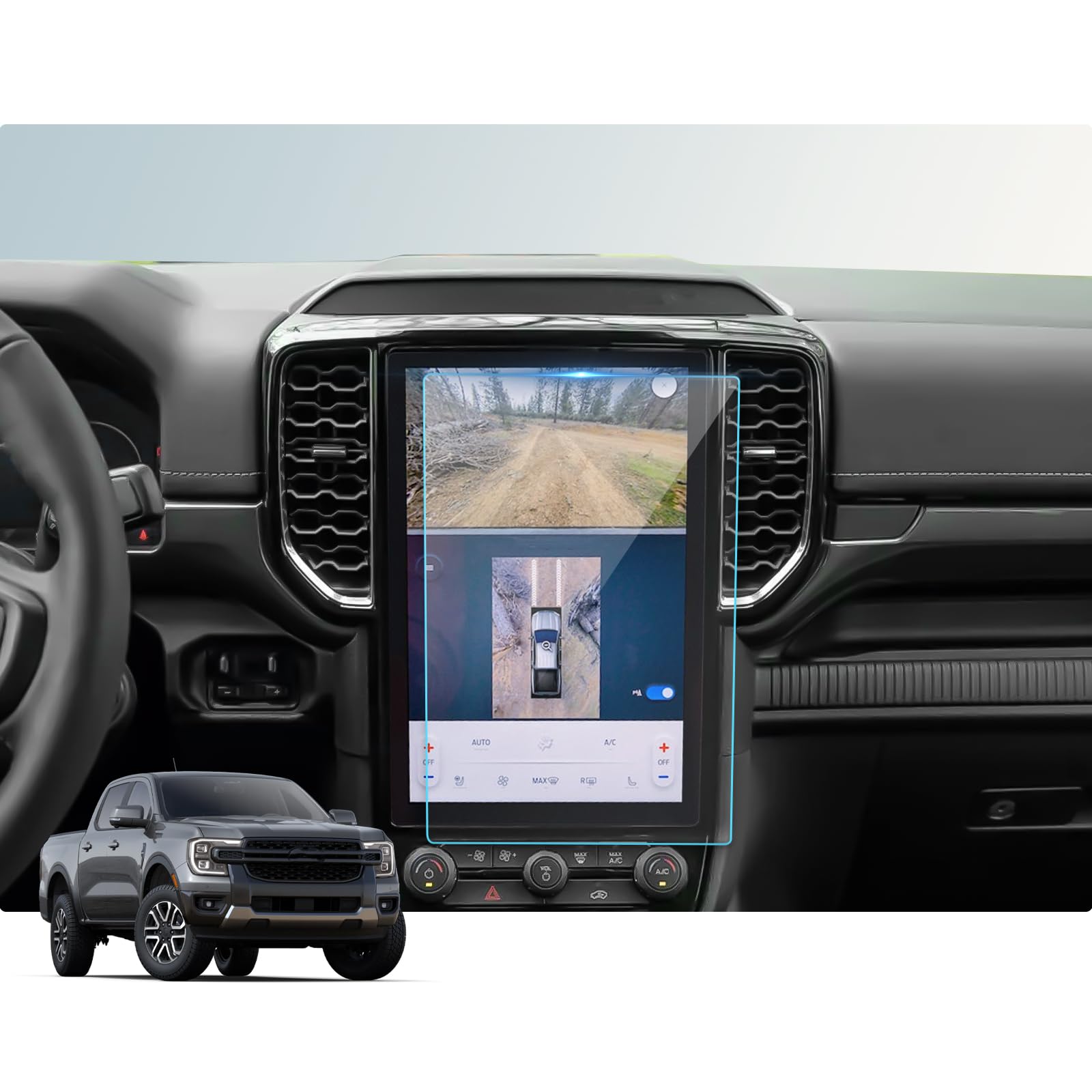 Bibibo For 2024 Ford Ranger Screen Protector For 2024 Ford Ranger Lariat/ Raptor 12'Navigation Display, Scratch Resistant 2023 Ranger Screen Protector 12 Inch Radio Screen Protective Film,For Ford