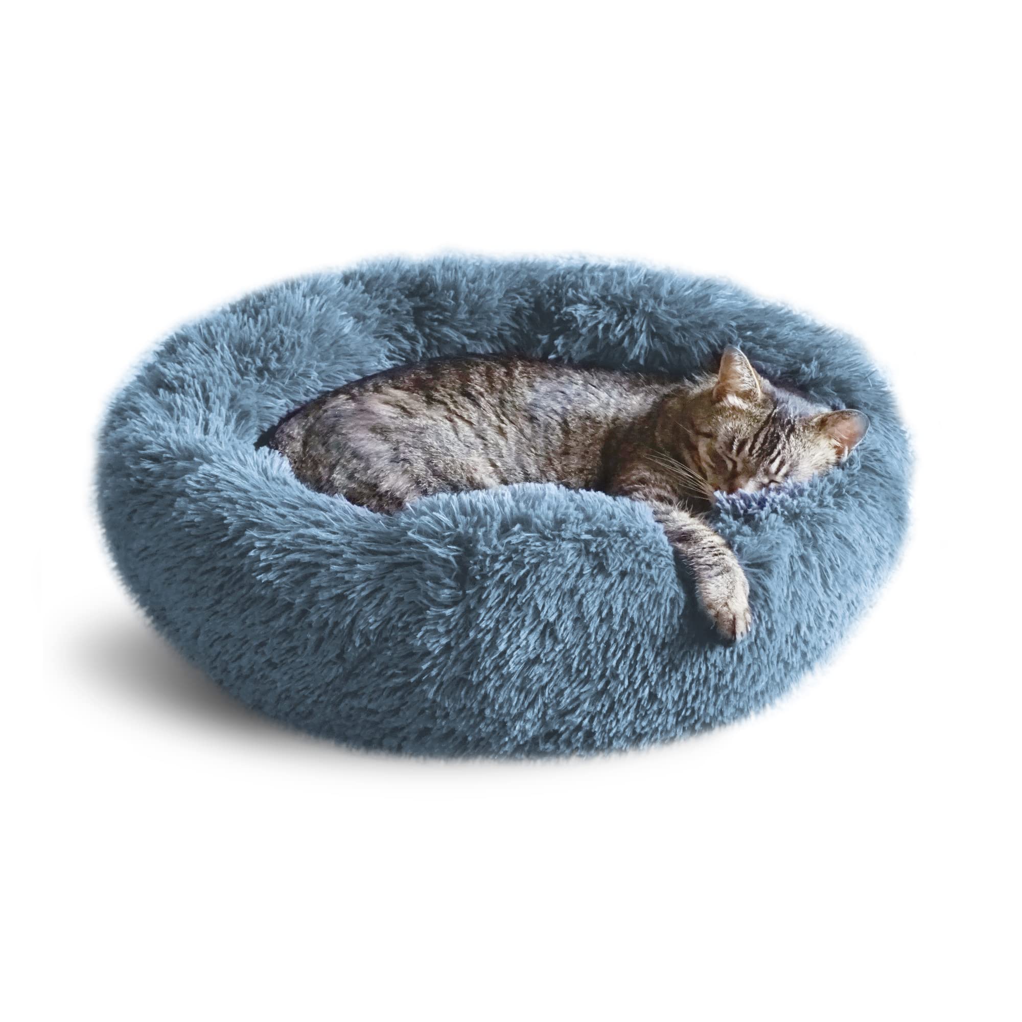 Whiskers  Friends calming cat Bed, Kitten Bed, Kitty Bed, cat Beds for Indoor cats, Extra Small Dog Bed, cute Fluffy Round Donut