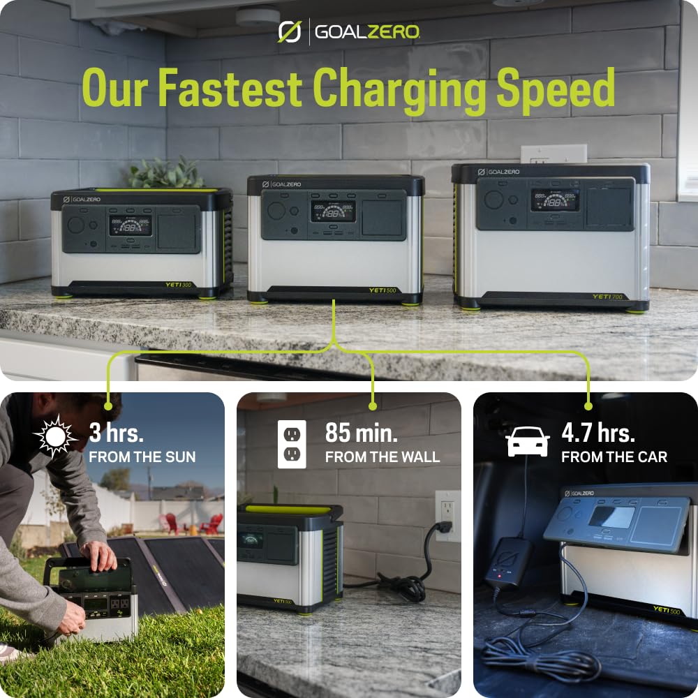 Goal Zero Yeti Portable Power Station, Yeti 500, 499 Watt Hour Lifepo4 Battery, Water Resistant & Dustproof Solar Generator For