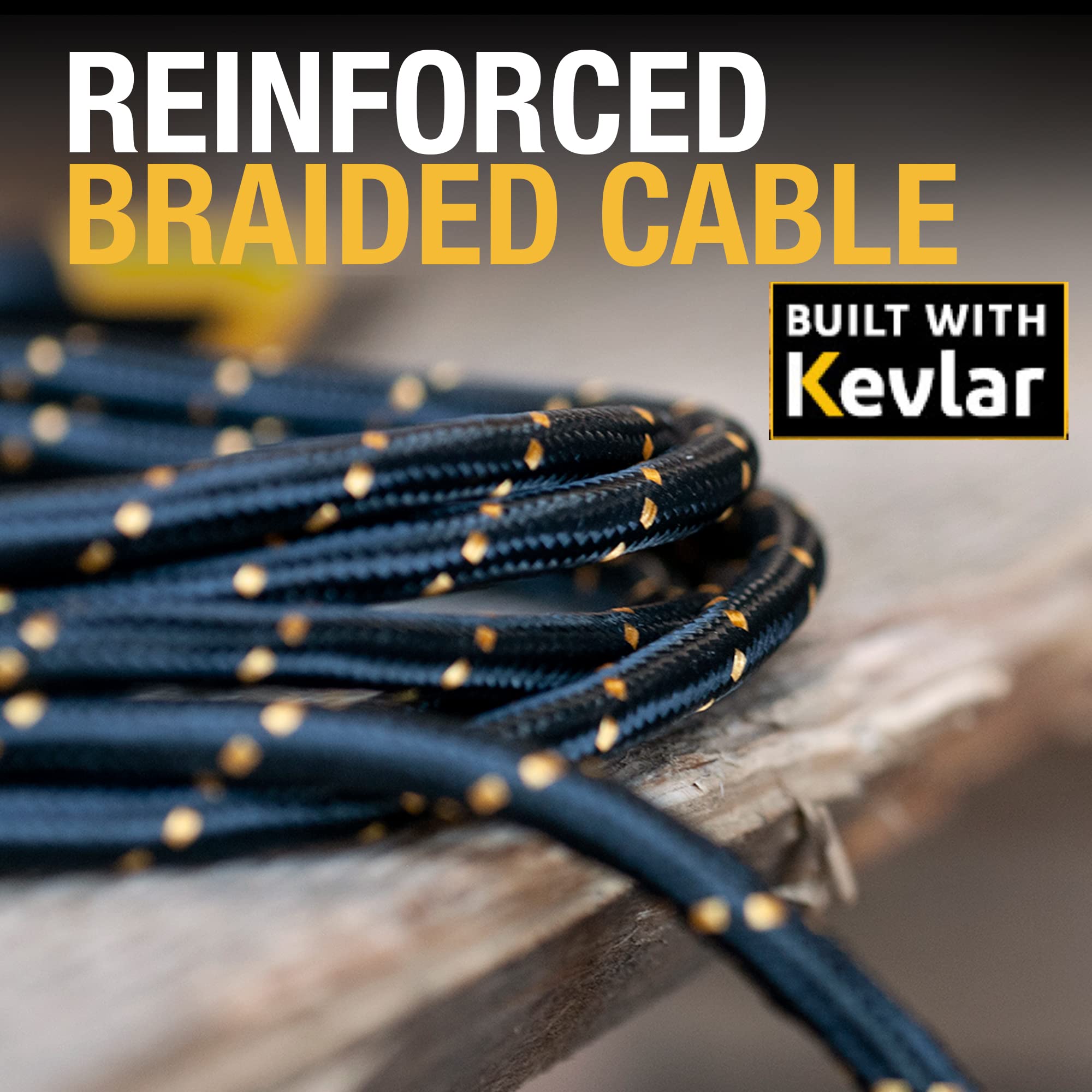 Dewalt Reinforced 3-In-1 Combo Cable - Multi-Charging Cable - Lightning, Type C, Micro-Usb Adapter Cable - Android And Apple Com