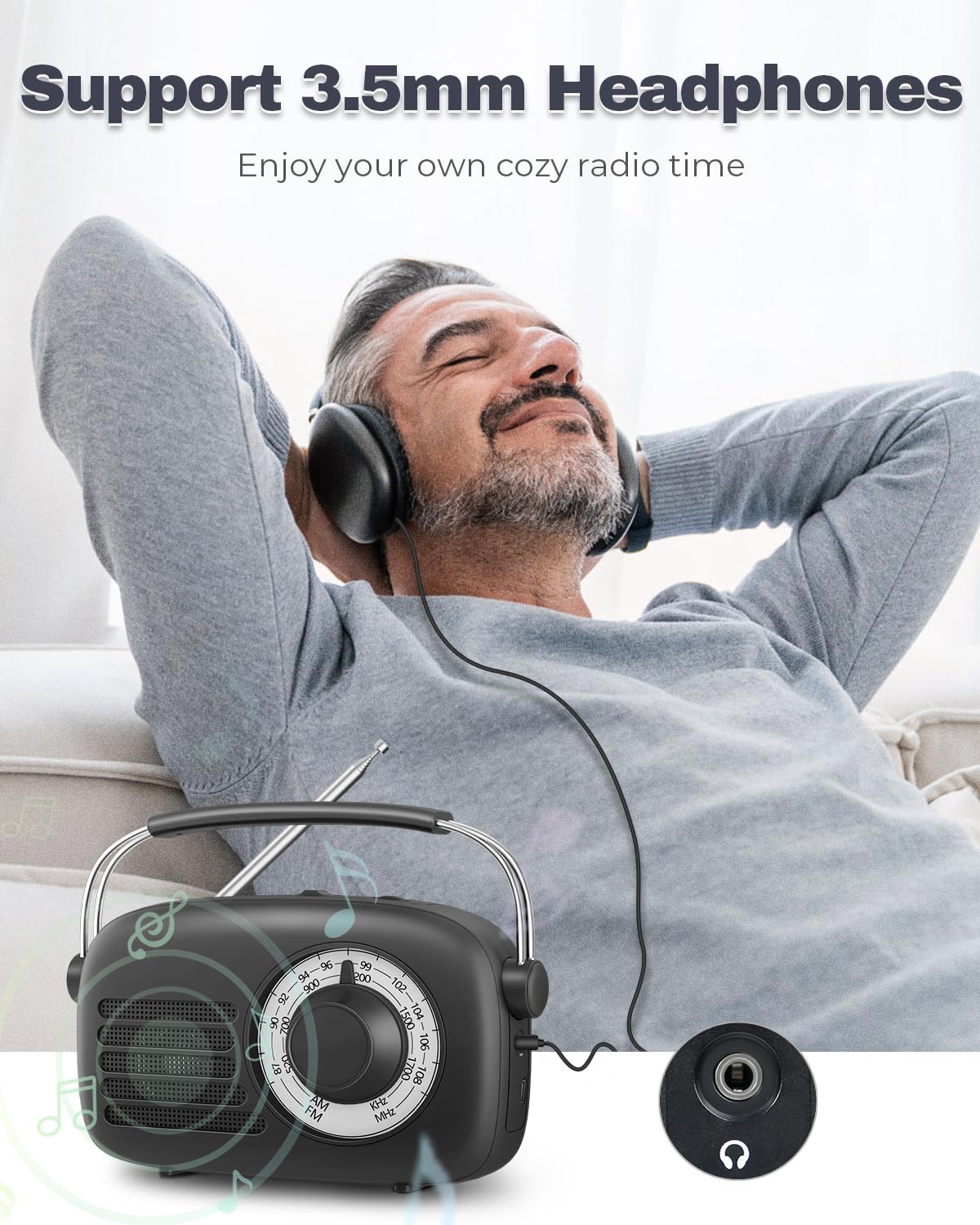 Prunus Am Fm Radio Portable � Aa Battery Operated Radio Or Plug In Wall � Loud Speaker � Earphone Jack � Transistor Radio With Best Reception � Big Knob Easy To Use � Luminous Dial � Small Radio J 112