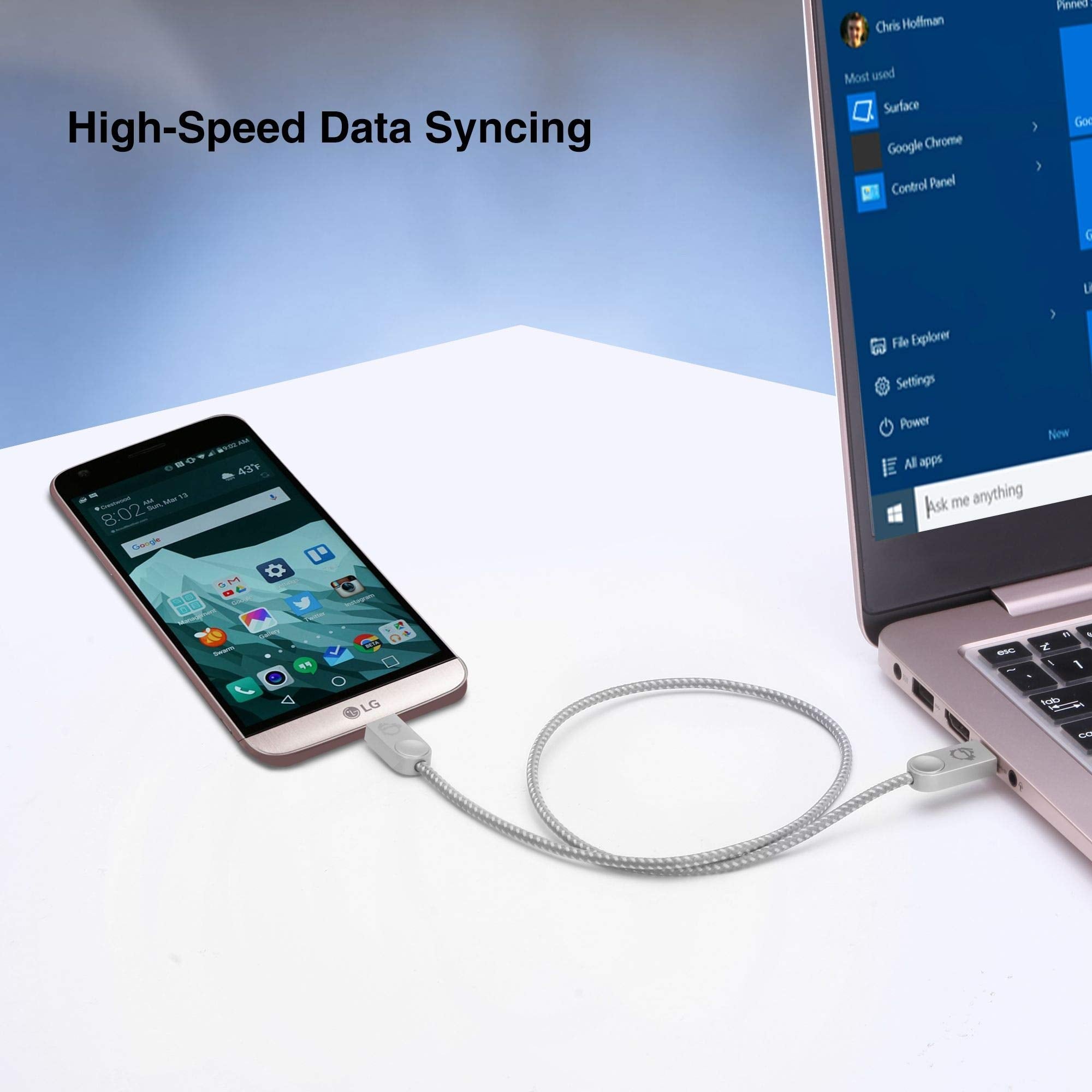 Siig Premium Zinc Alloy Usb-C To Usb-C Charging & Sync Braided Cable - 3.3Ft (2-Pack) - Low Profile Design - Plug-N-Play - Usb T