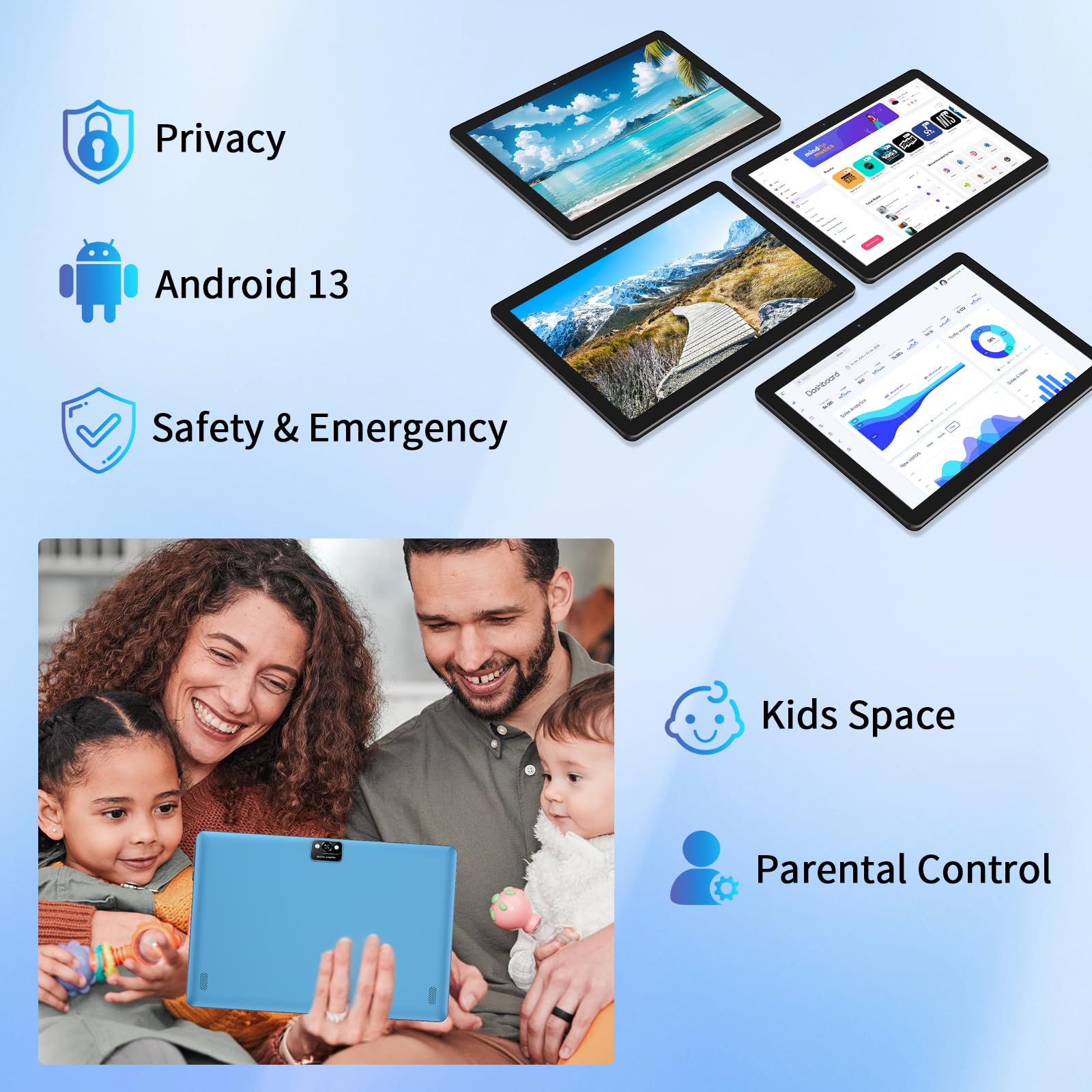 Newision Android Tablet 10 Inch, 2024 Newest Android 13 Tablet,64Gb+7(3+4 Expand) Gb/1Tb Expandable,6000Mah Battery,2 In 1 Table