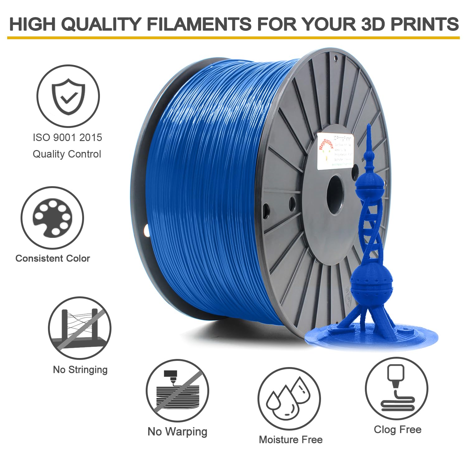 Reprapper Blue Pla 1.75Mm Filament For 3D Printer ( 0.03Mm) 11Lb (5Kg)