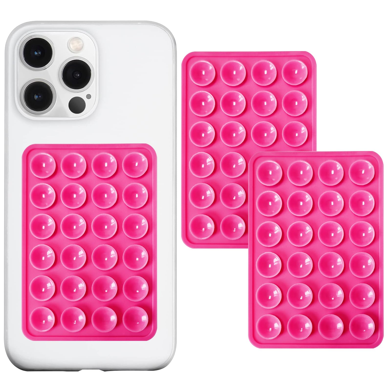 Pkyaa 2 Pack Silicone Suction Phone Case Adhesive Mount, Strong Grip Holder For Selfies And Videos, Hands-Free Sticky Phone Grip