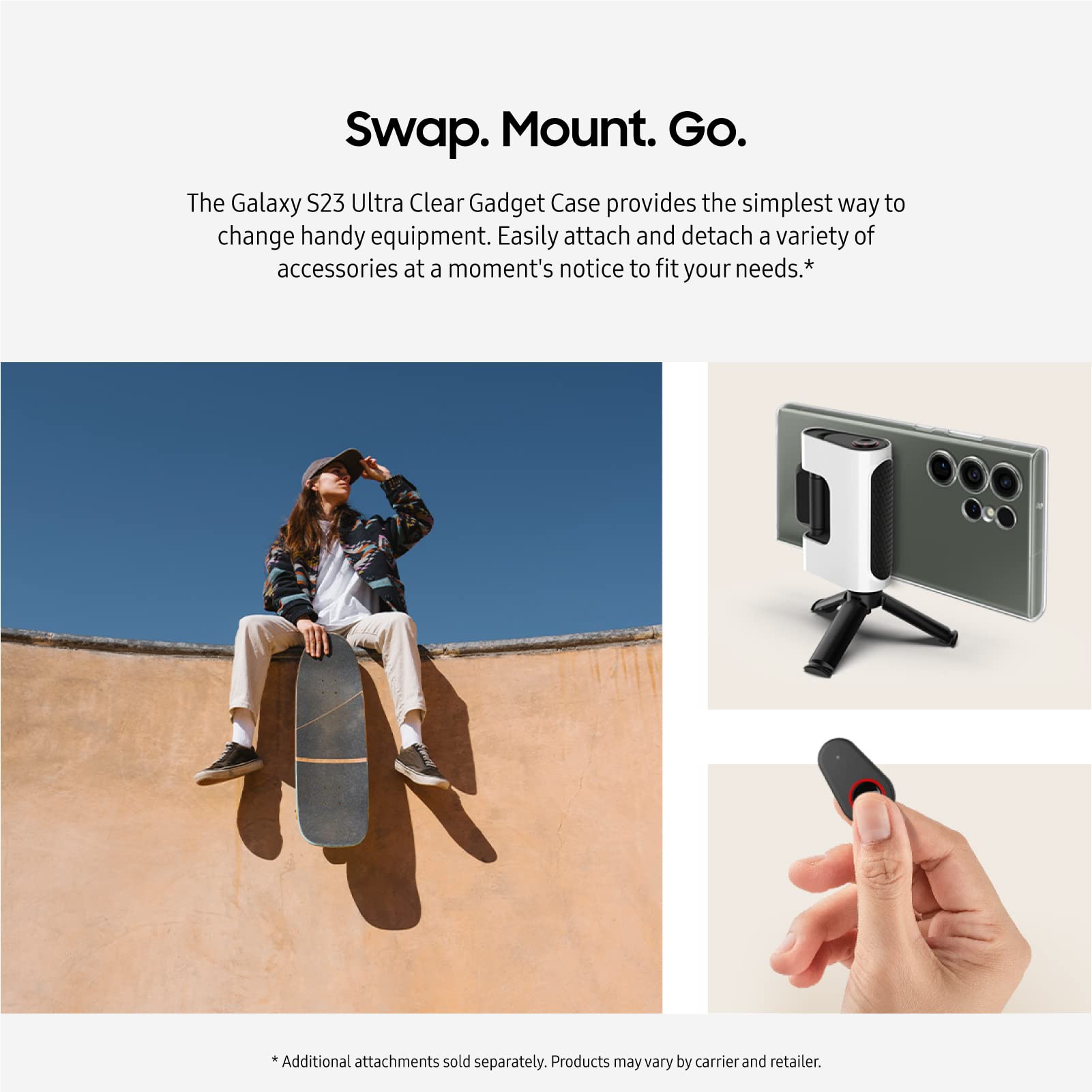 Samsung Galaxy S23 Ultra Clear Gadget Phone Case, Protective Cover W/Grip, Kickstand, Premium Material, Detachable Mount For Acc