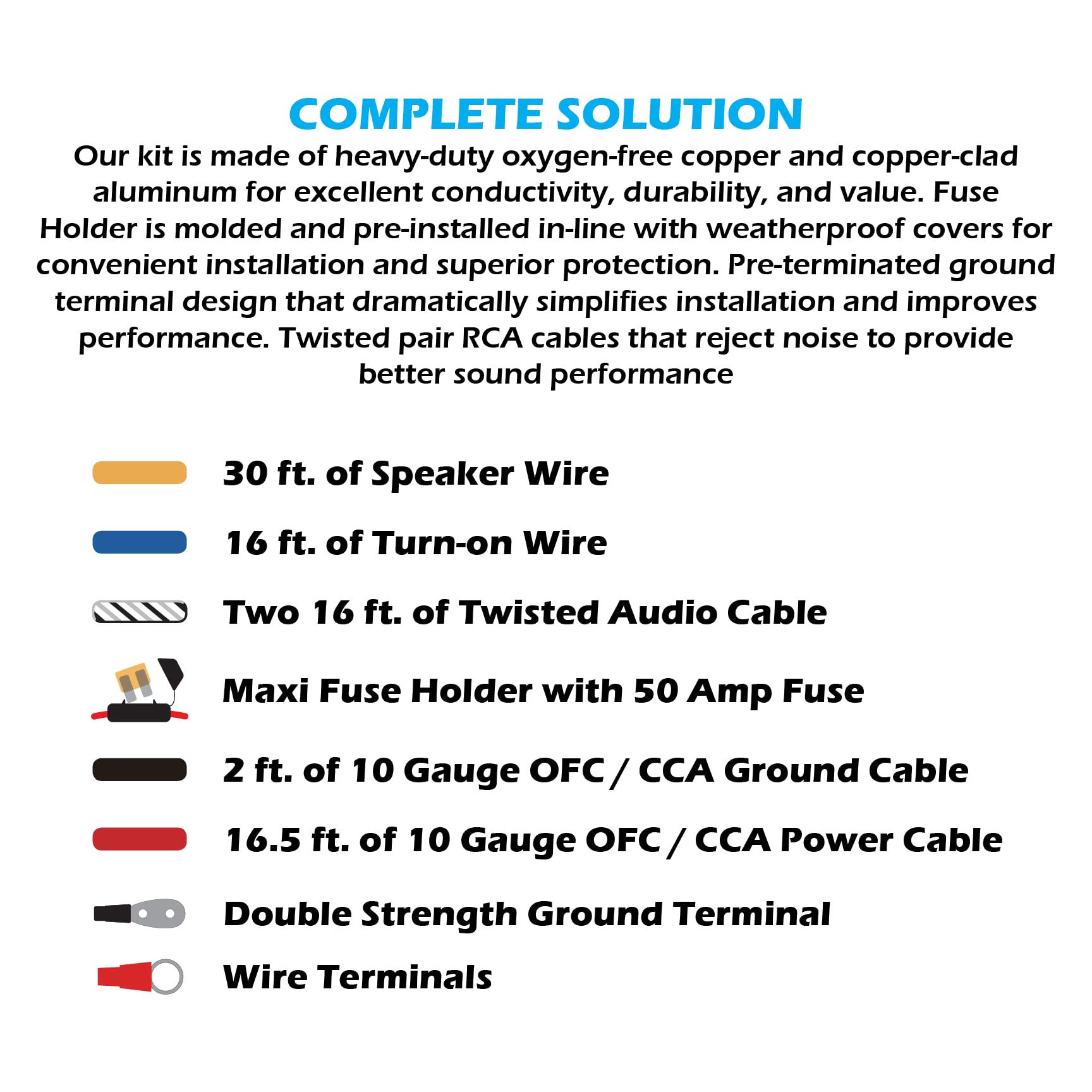 Scosche Install Centric Icak104 True 10 Gauge Hybrid Ofc High Current Amp/Subwoofer Wiring Kit | Complete 4 Ch Car Amplifier Ins