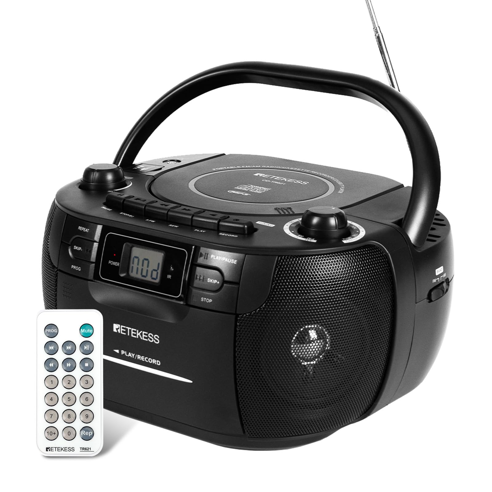 Retekess Tr621 Cd Player Boombox, Cassette Tape Player Am Fm Radio, Stereo Sound, Usb And Tf Card Playback With Remote Control,