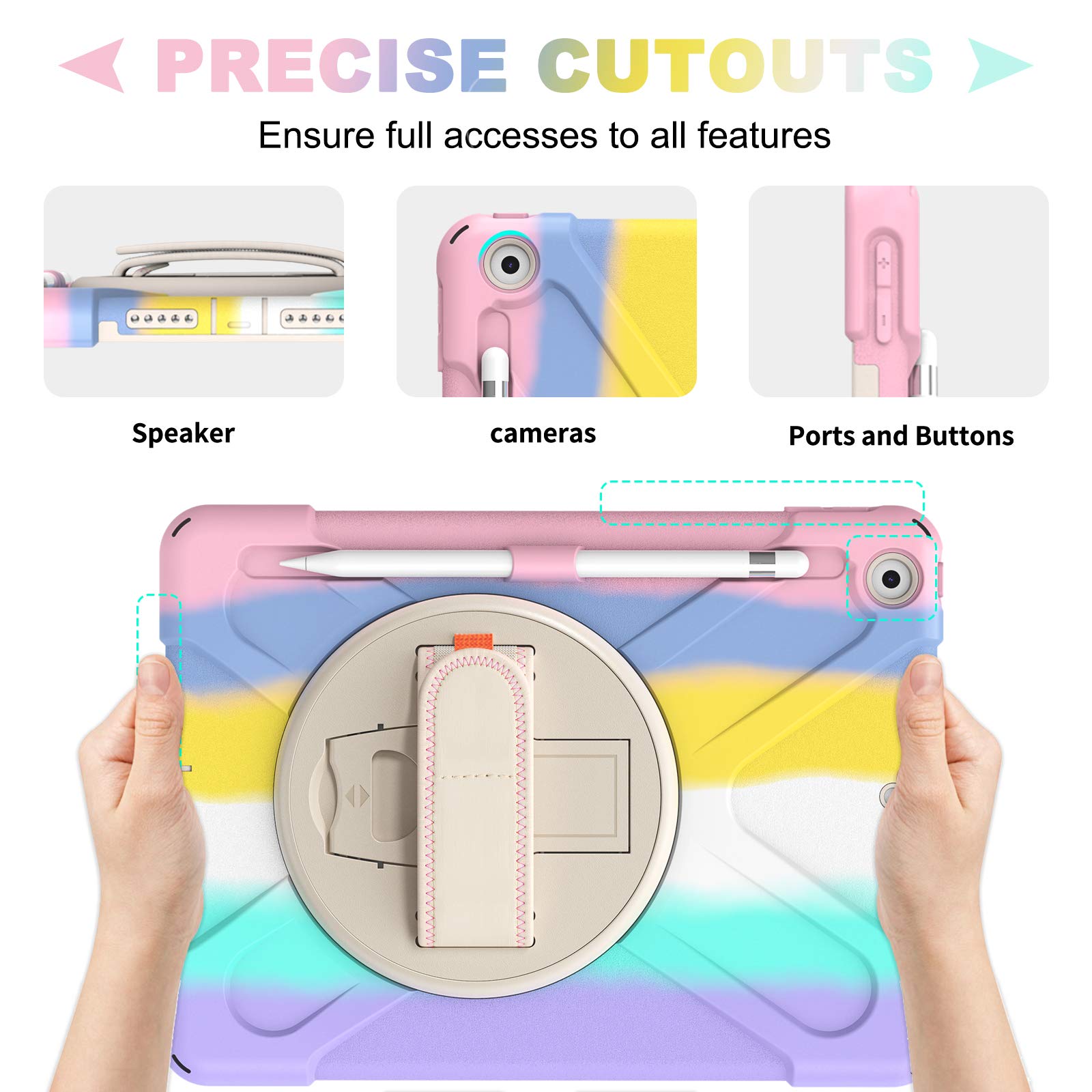 Blosomeet Case For Ipad 9Th/8Th Generation 2021/2020 10.2 Inch For Kids Girls Cute W/Tempered Glass Screen Protector & Pencil Ho