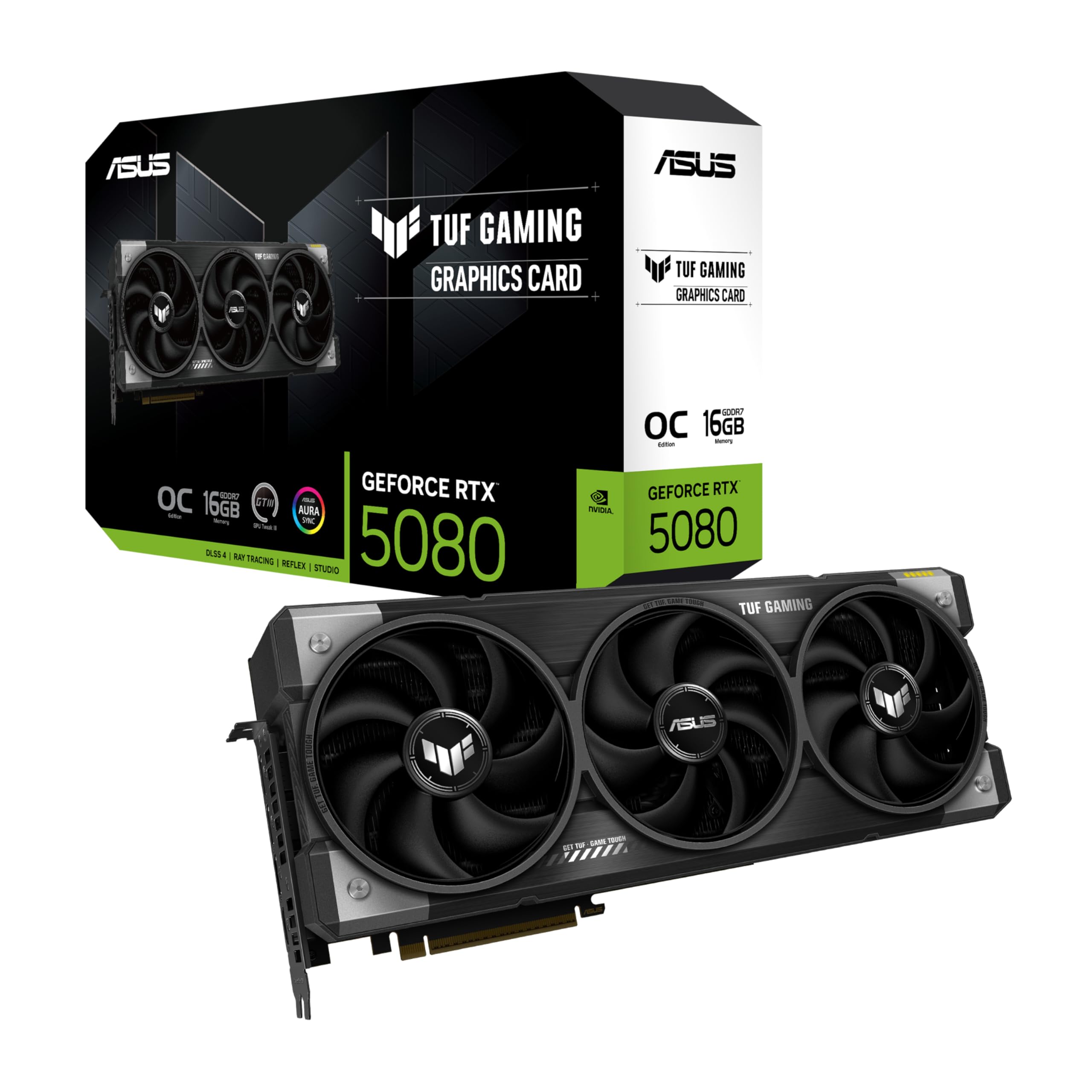 ASUS TUF Gaming GeForce RTX  5080 16GB GDDR7 OC Edition Gaming Graphics Card (PCIe 5.0, HDMI/DP 2.1, 3.6-Slot, Military-Grade Co