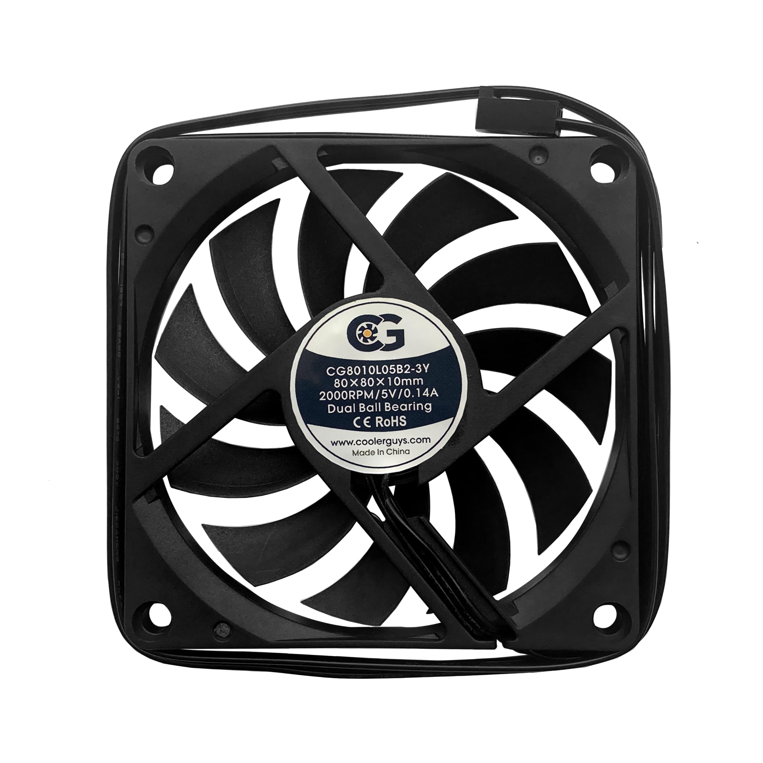 Coolerguys 80x80x10mm 5 VDC 3Pin Low Speed Fan CG8010L05B2-3Y