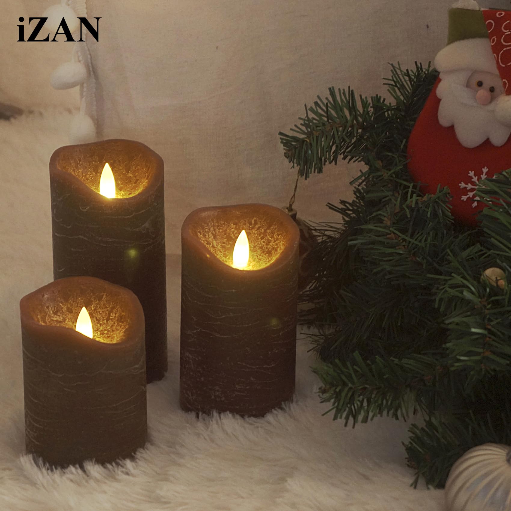 Izan 3 Pack Real Wax Flameless Candles Battery Operated Led Pillar Flickering Realistic Electric Candle Gift Sets With Remote Co