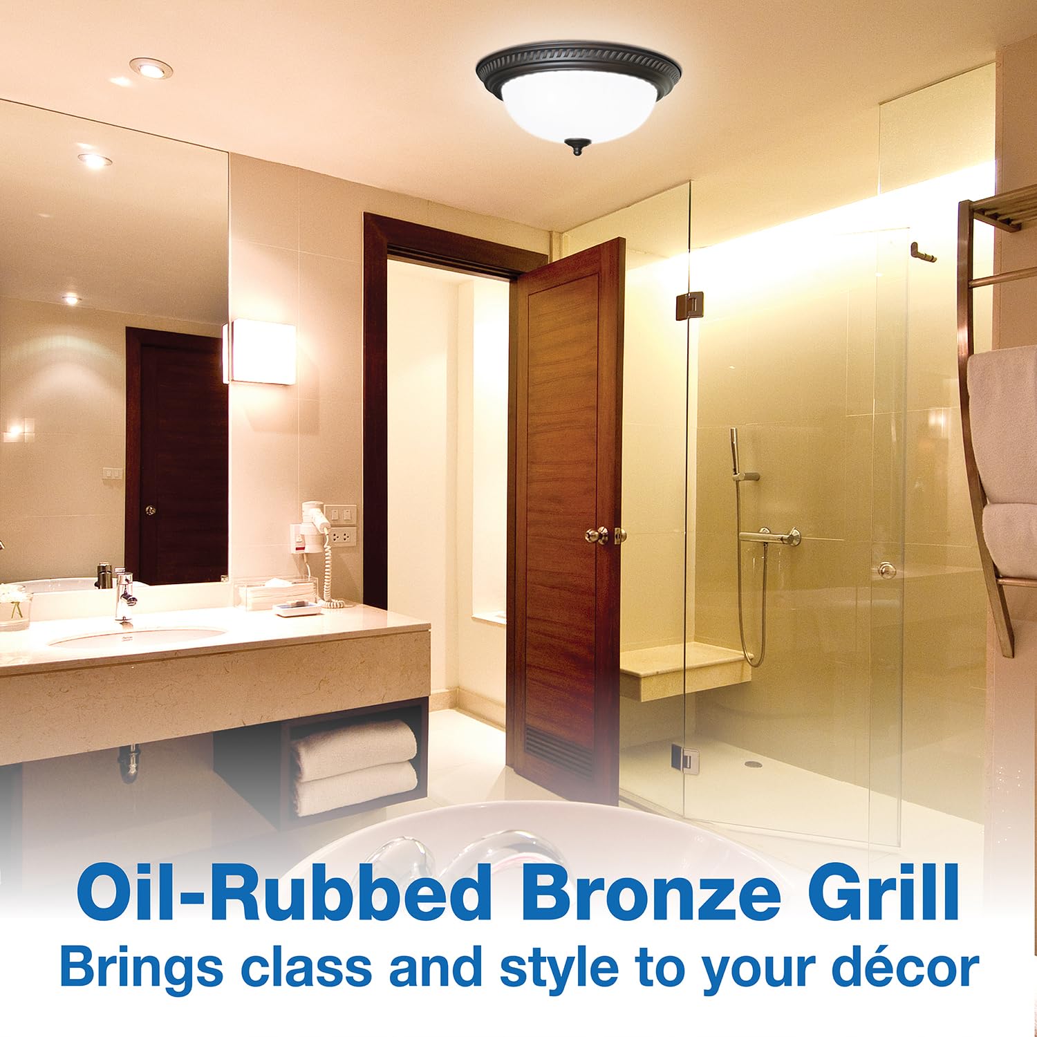 Air King Drlc701 Round Bath Fan With Light, Bronze