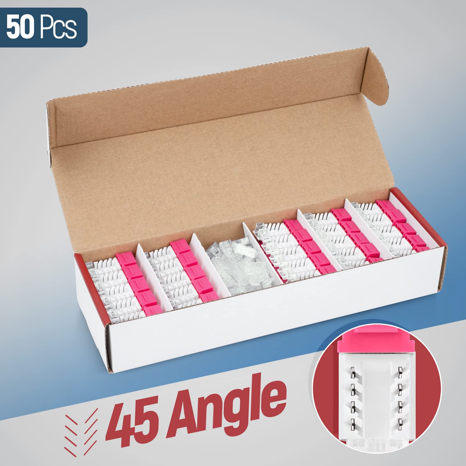 Everest Media Solutions 45 Angled Cat6 Keystone Jack In Pink   Slim Profile Rj45 Ethernet Connector   Compatible With 45 Angled