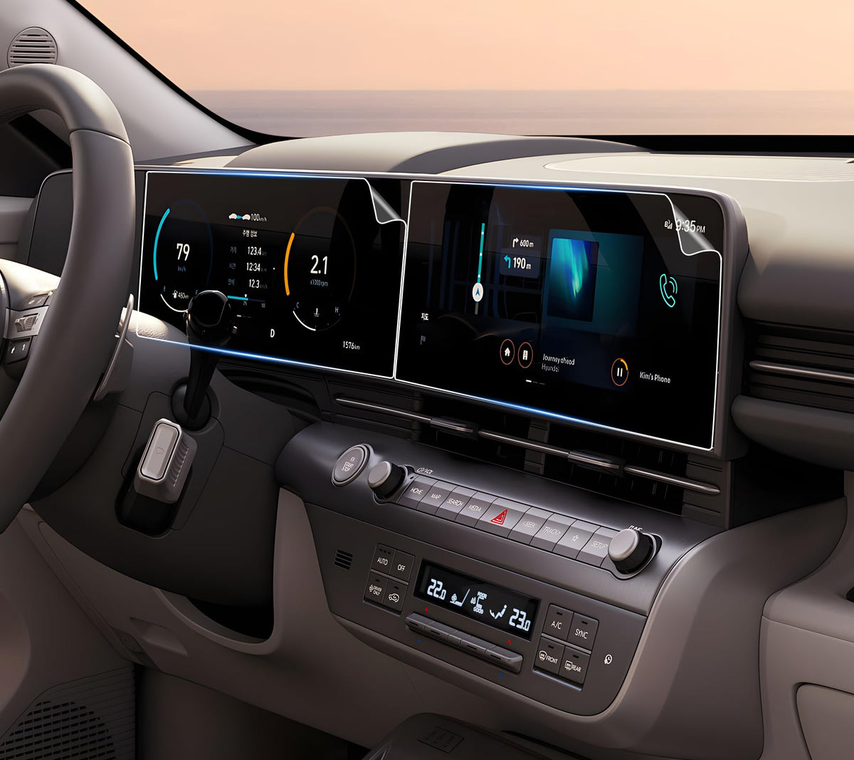 Shaohao 4 Pcs For 2024 2025 Hyundai Kona Screen Protector Compatible With 2024 2025 Hyundai Kona Accessories Se, Sel, N Line, Limited 12.3 Inch Touchscreen Hd Crystal Clear Separate Screen Protector