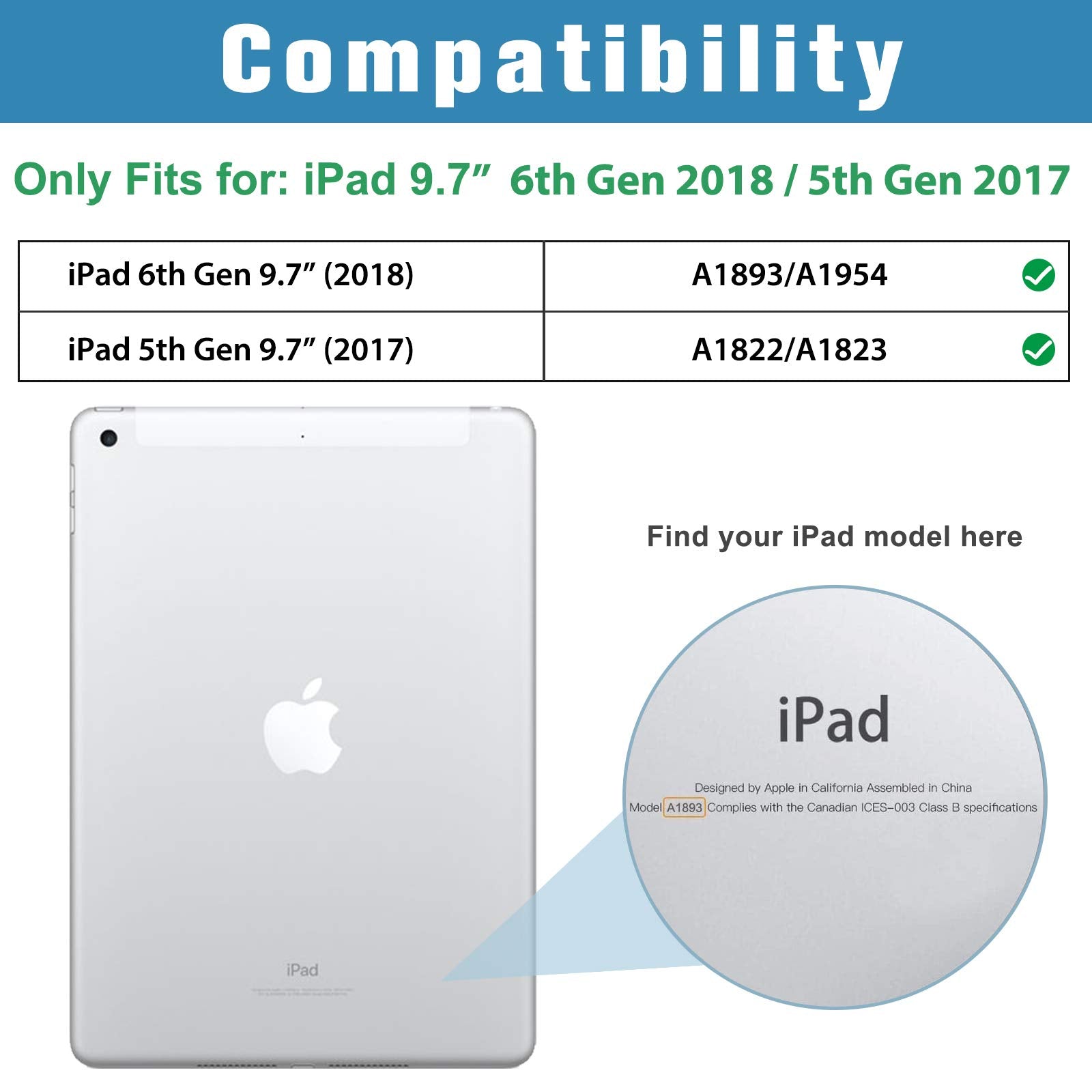 Procase Smart Case For Ipad 9.7 Inch Ipad 6Th/5Th Generation Case 2018 2017(Model: A1893 A1954 A1822 A1823), Ultra Slim Lightwei