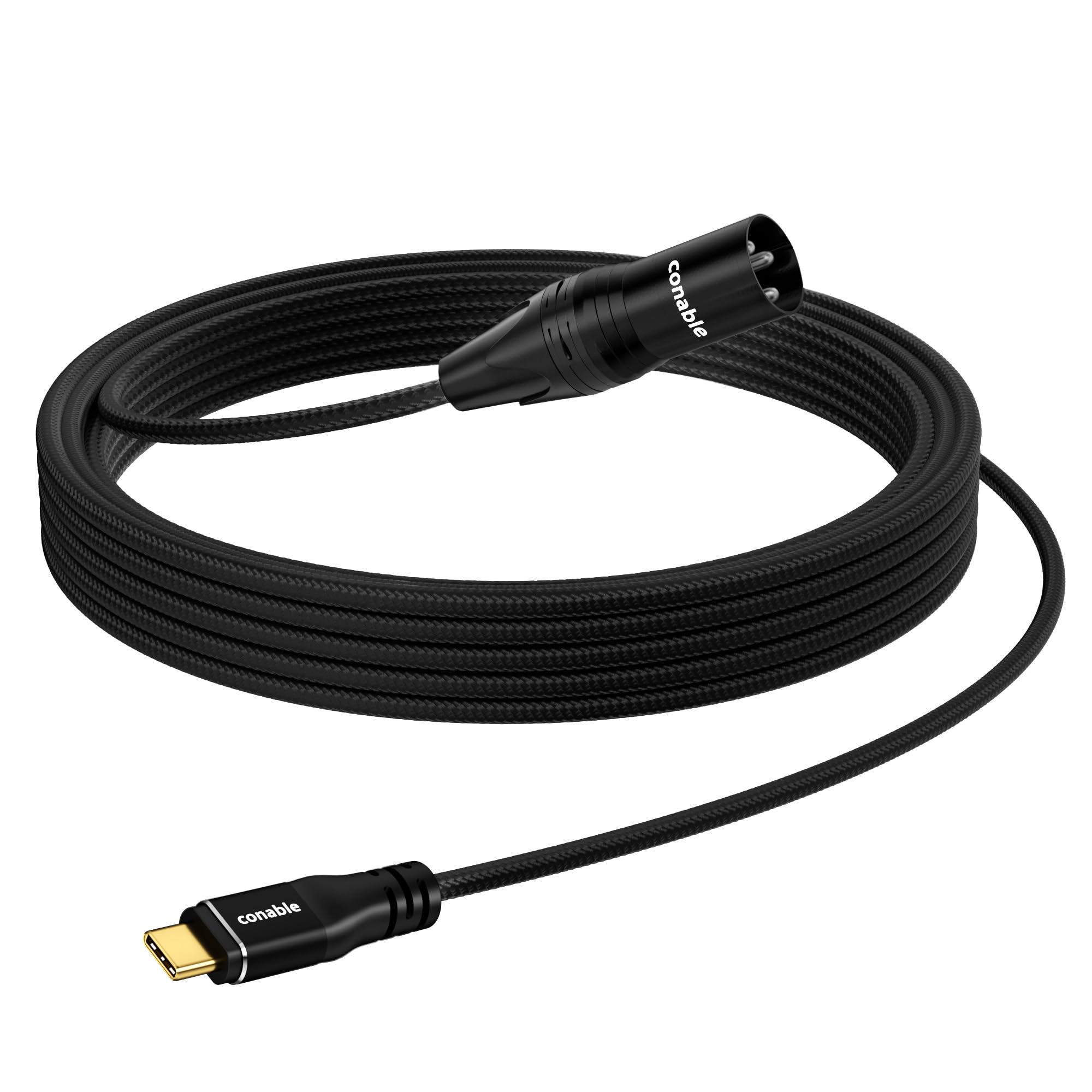 USB C to XLR Cable 10 FT, Unidirectional USB Type C to XLR Male Output Stereo Cable Nylon Braided Jacket, Smart Chip, for Amplif
