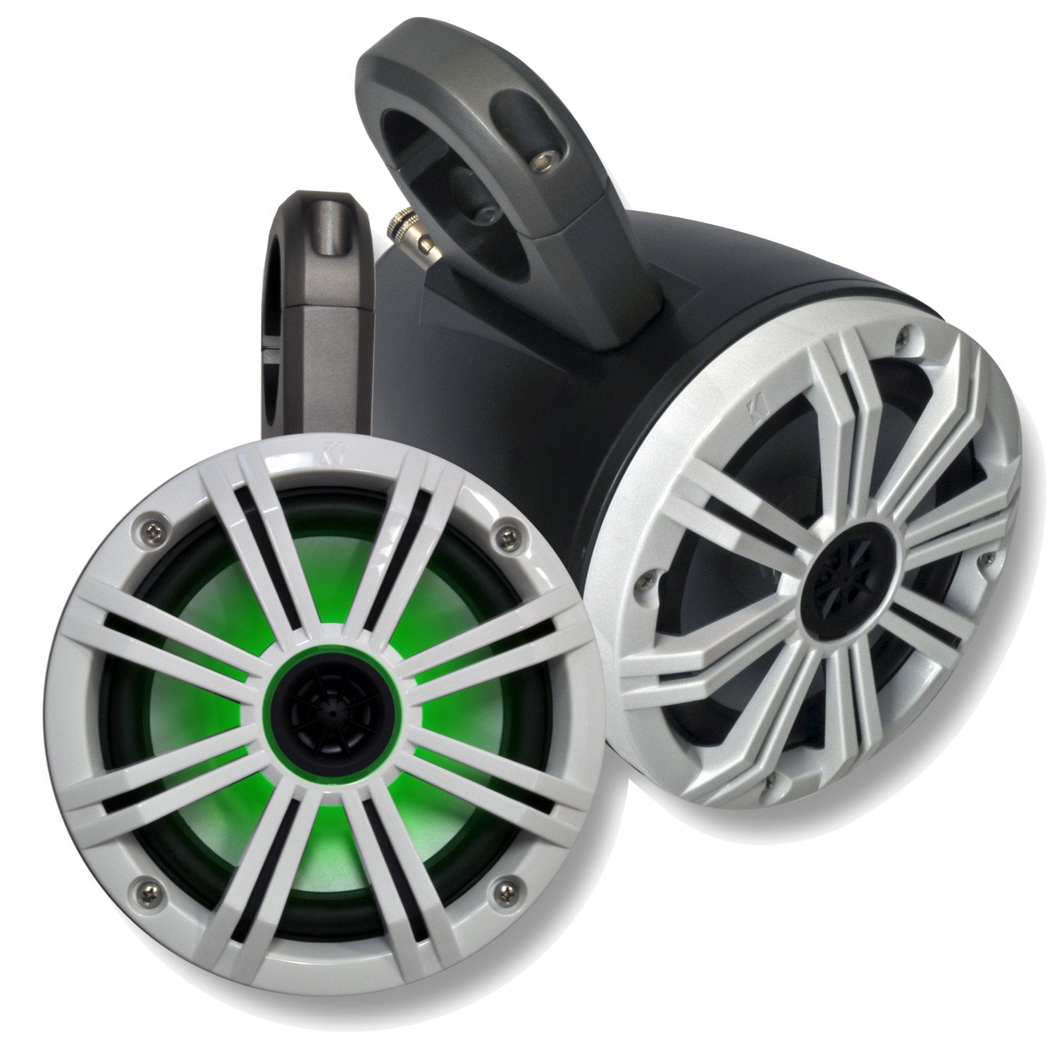 KICKER Black Wake Tower System with White 6.5 Marine RGB LED Speakers (Pair)