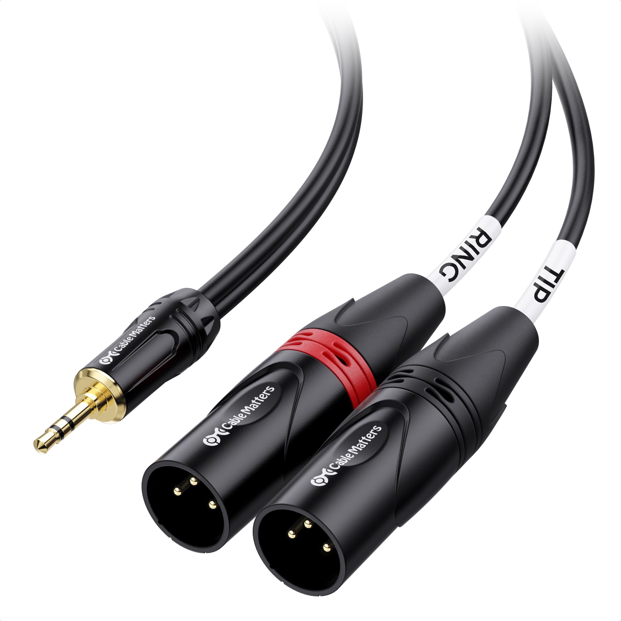 Cable Matters 3.5Mm 1/8 Inch Trs To 2 Xlr Cable 10 Ft, Male To Male Aux To Dual Xlr Breakout Cable