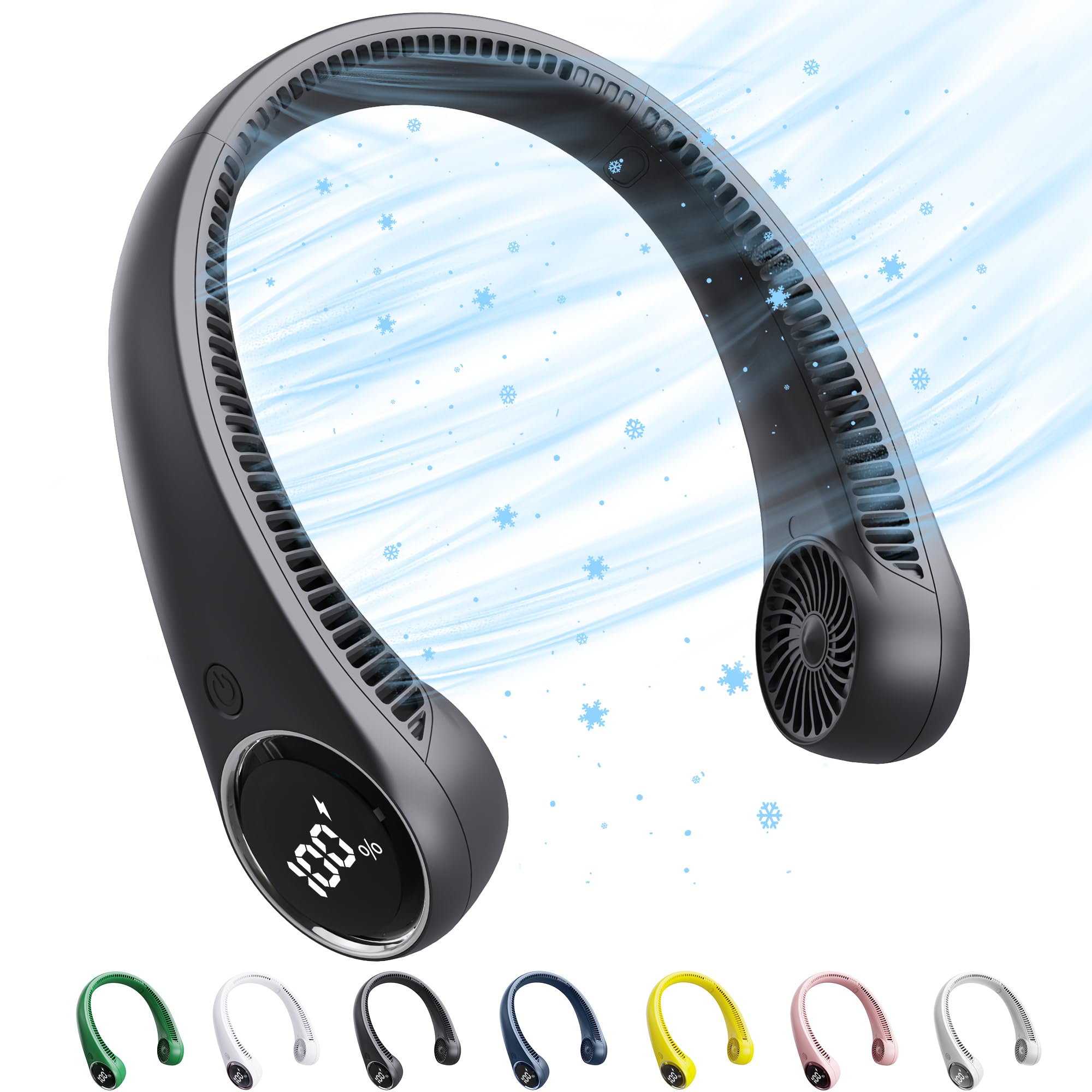 Samisko Personal Cooling Portable Neck Fans  Usb Rechargeable,360 Free Rotation & Lower Noise Bladeless Battery Operated Design