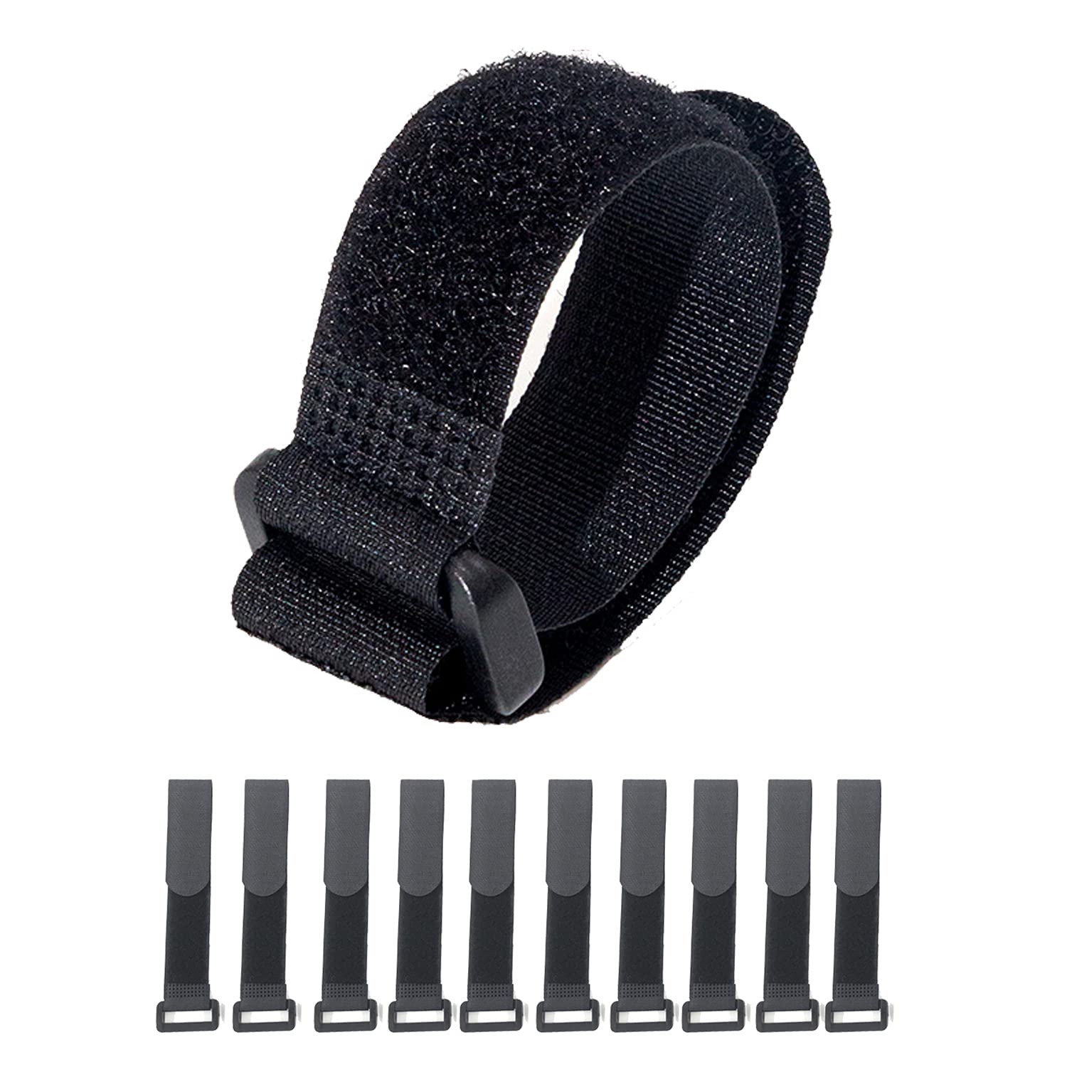 Huapx Fastening Nylon Strap With Buckle,10Pack Reusable Self Adhesive Hook And Loop Cable Securing Straps,Adjustable Cinch Strap