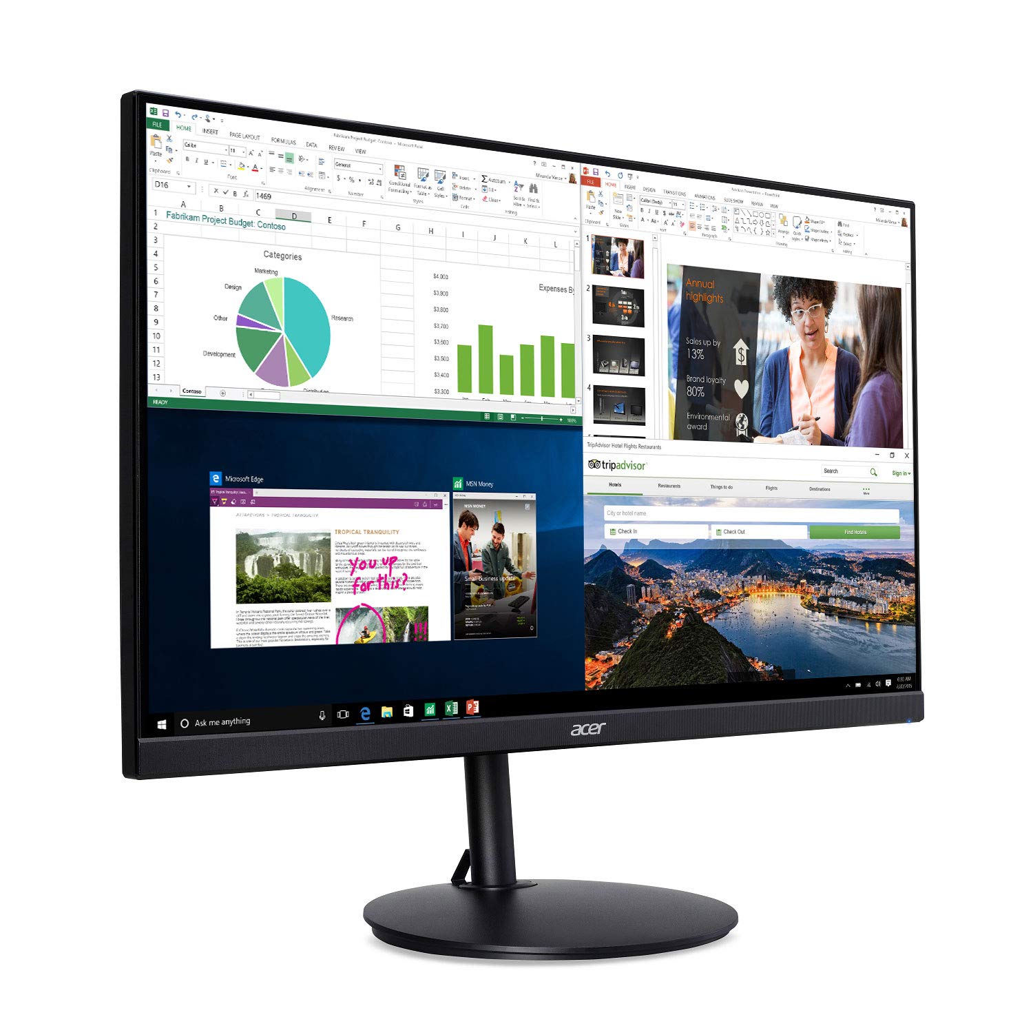 Acer Cb242Y Bir 23.8'' Full Hd (1920 X 1080) Ips Zero Frame Home Office Monitor With Amd Radeon Free Sync   1Ms Vrb, 75Hz Refres