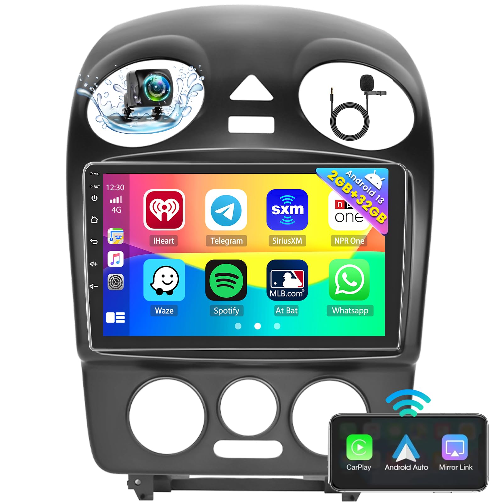 Roinvou 2+32G Android Car Stereo For Volkswagen Vw Beetle 2004 2010, 9'' Touchscreen In Dash Gps Navigation With Wireless Carpla