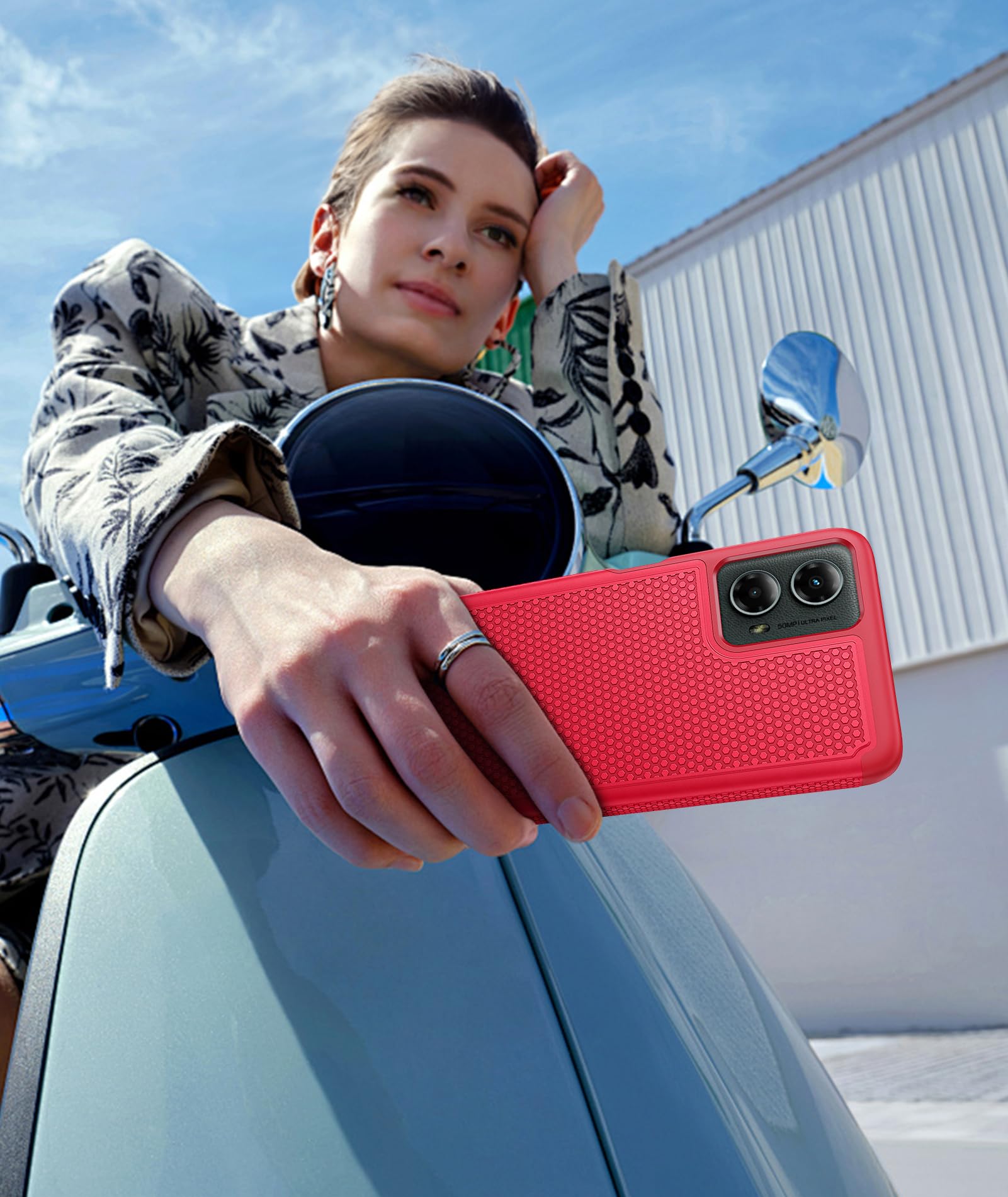 Fntcase For Motorola Moto G 5G 2024 Case: Dual Layer Heavy Duty Cell Phone Protective Cover Shockproof Rugged With Non Slip Text