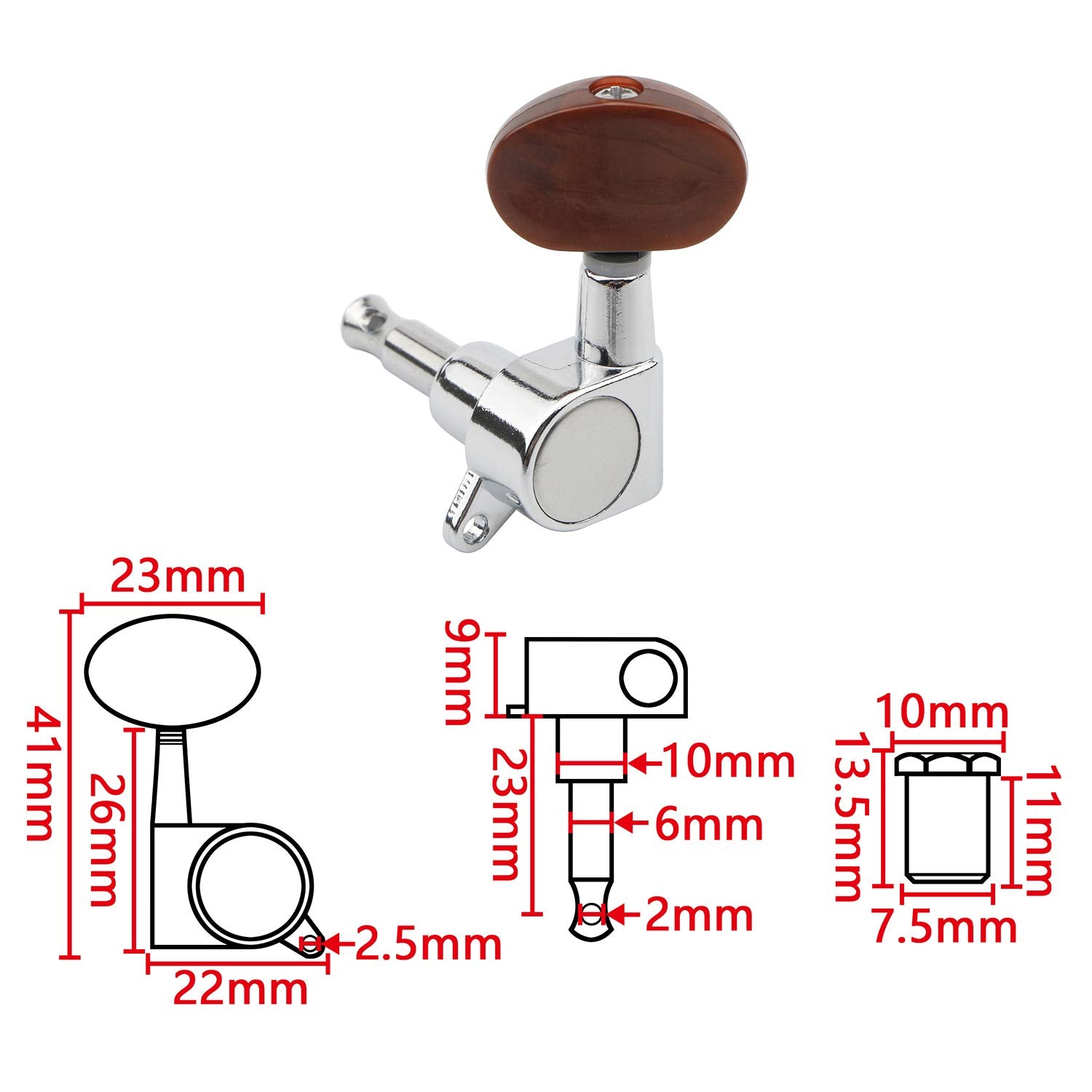 Swhmc 3R 3L Acoustic Electric Guitar Pegs String Tuners Keys Machine Heads Locking Knobs Silver