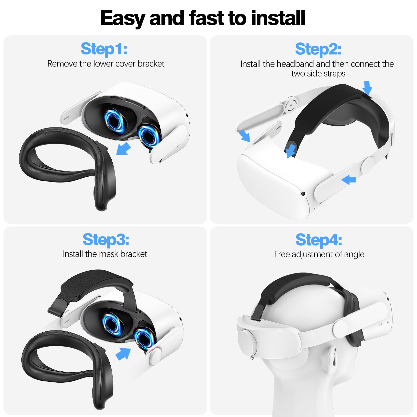 Vznek Head Strap Compatible With Oculus Quest 2,Meta Quest 2 Accessories Adjustable Elite Strap Replacement For Enhanced Comfort