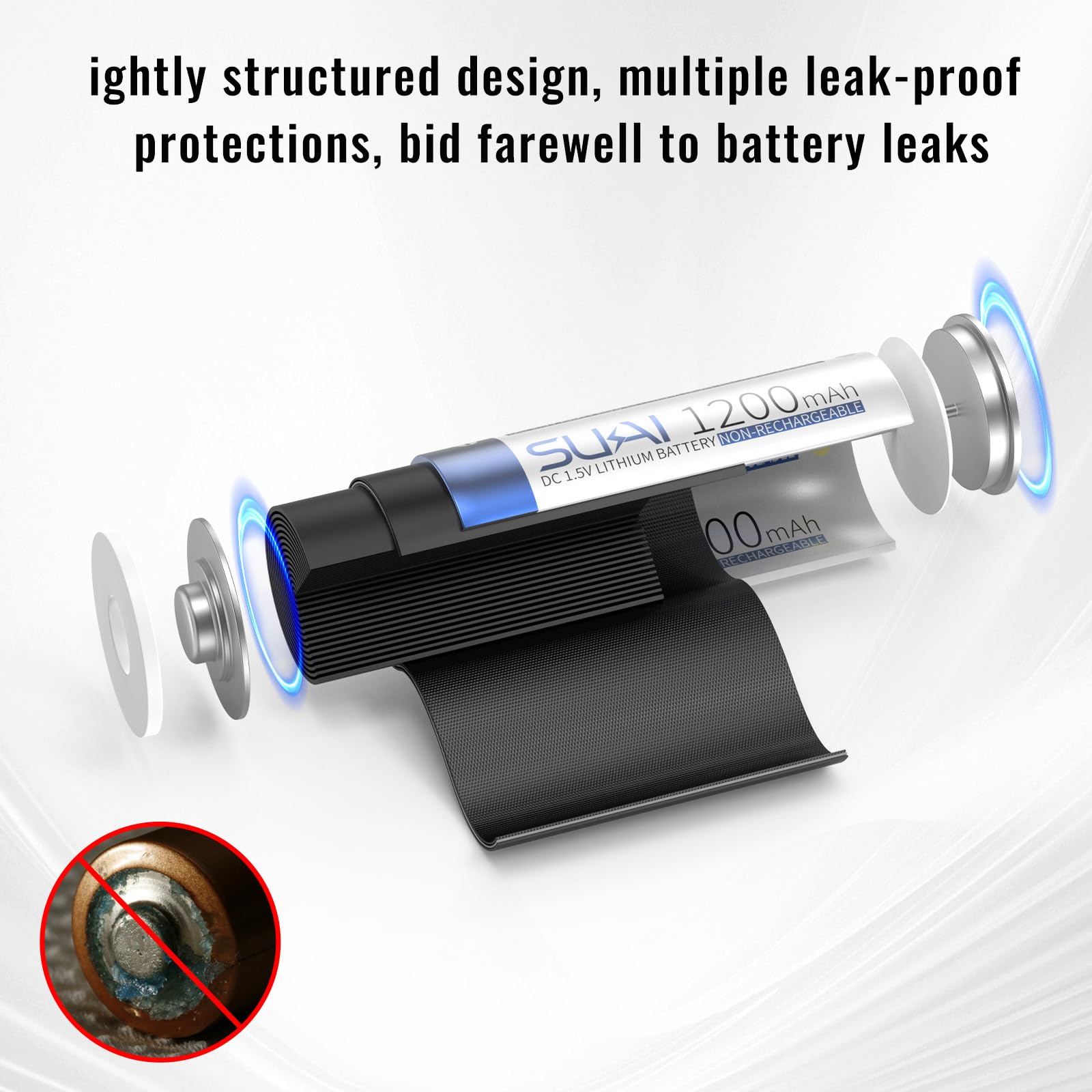 Sukai 1200Mah Aaa Lithium Battery, 1.5V Disposable Lithium Ion Battery - Long Life, High Power, Light Weight, Aaa Batteries (Non