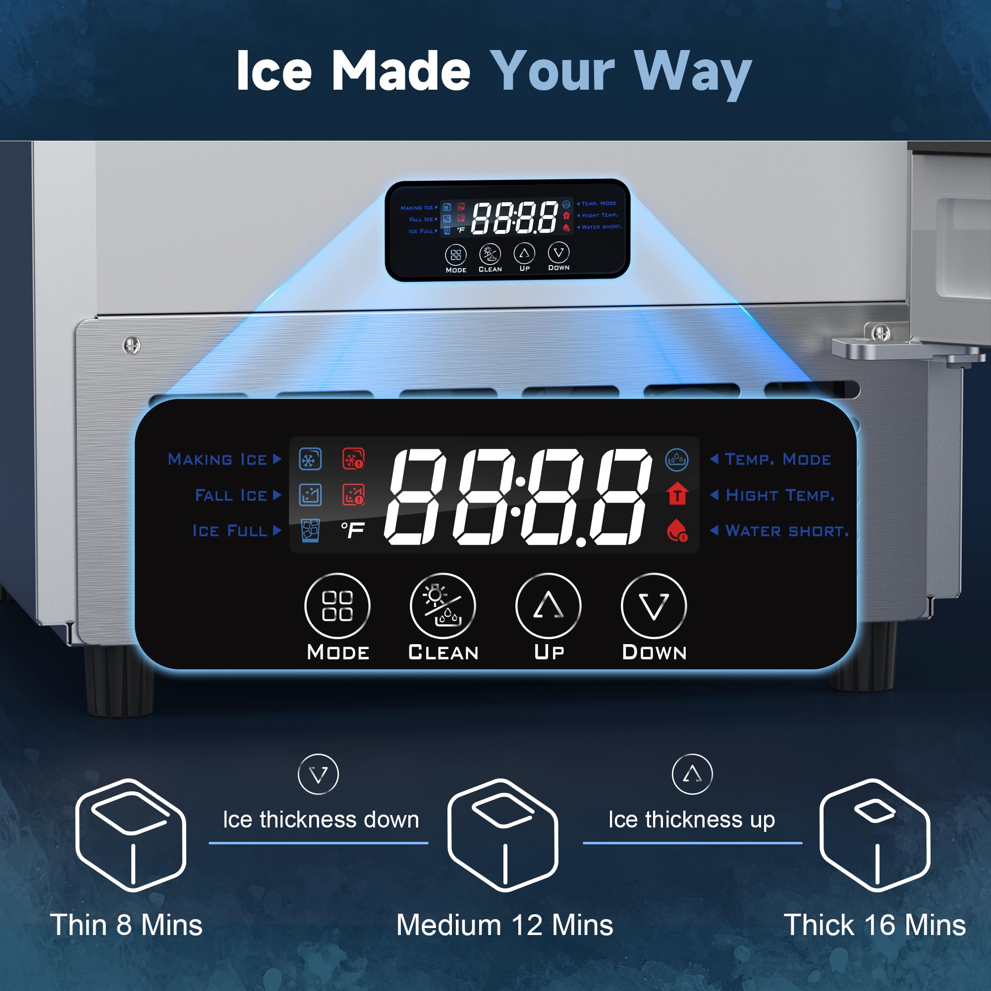 Coolski Under Counter Ice Maker Machine, Stainless Steel Built-In Freestanding Ice Maker For Commercial & Home Use, 80 Lbs/Day,