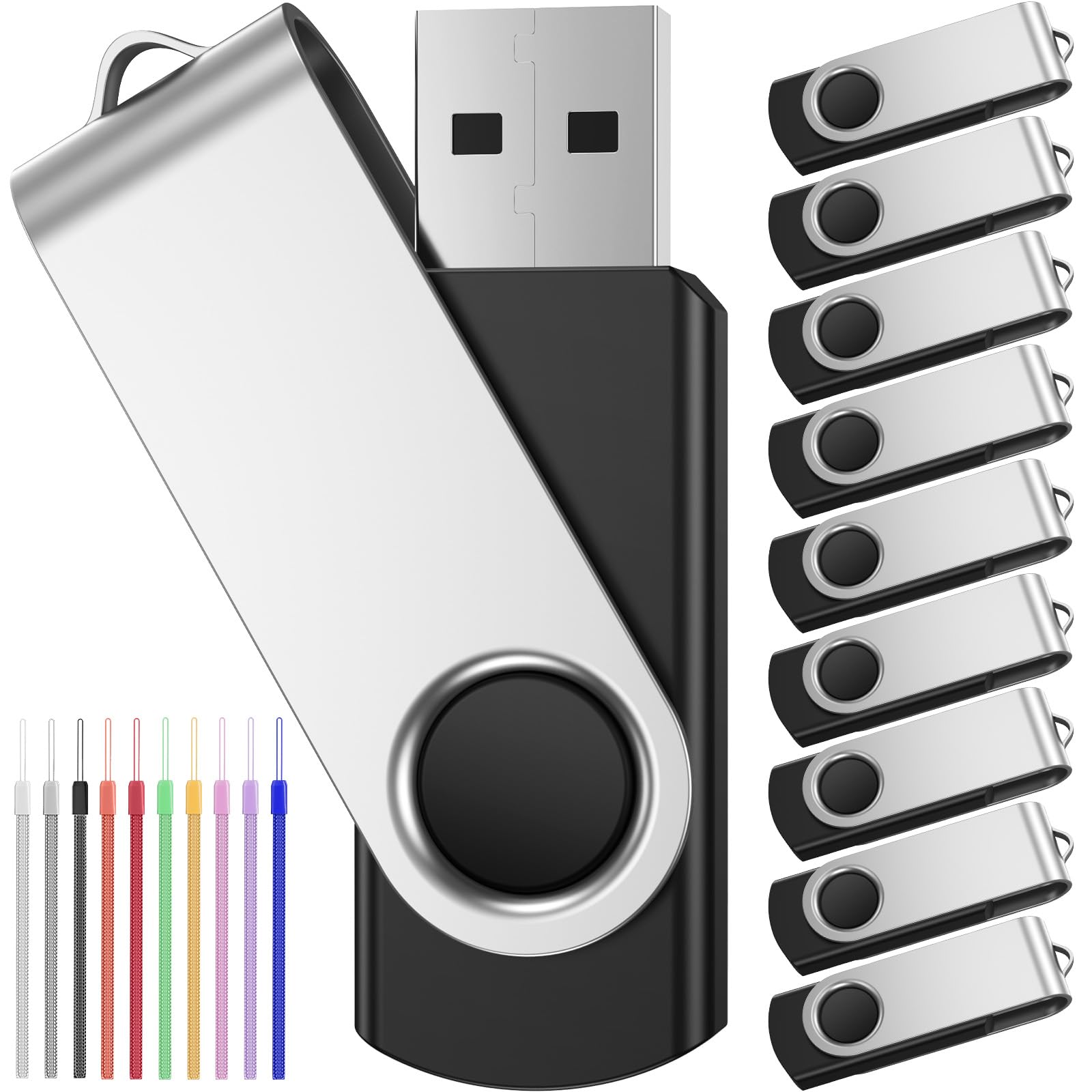 10 Pack 64Gb Flash Drives, Usb 2.0 Usb Drive Thumb Drive Usb Memory Stick Jump Drive Pen Drive Zip Drive For Data Storage For Pc